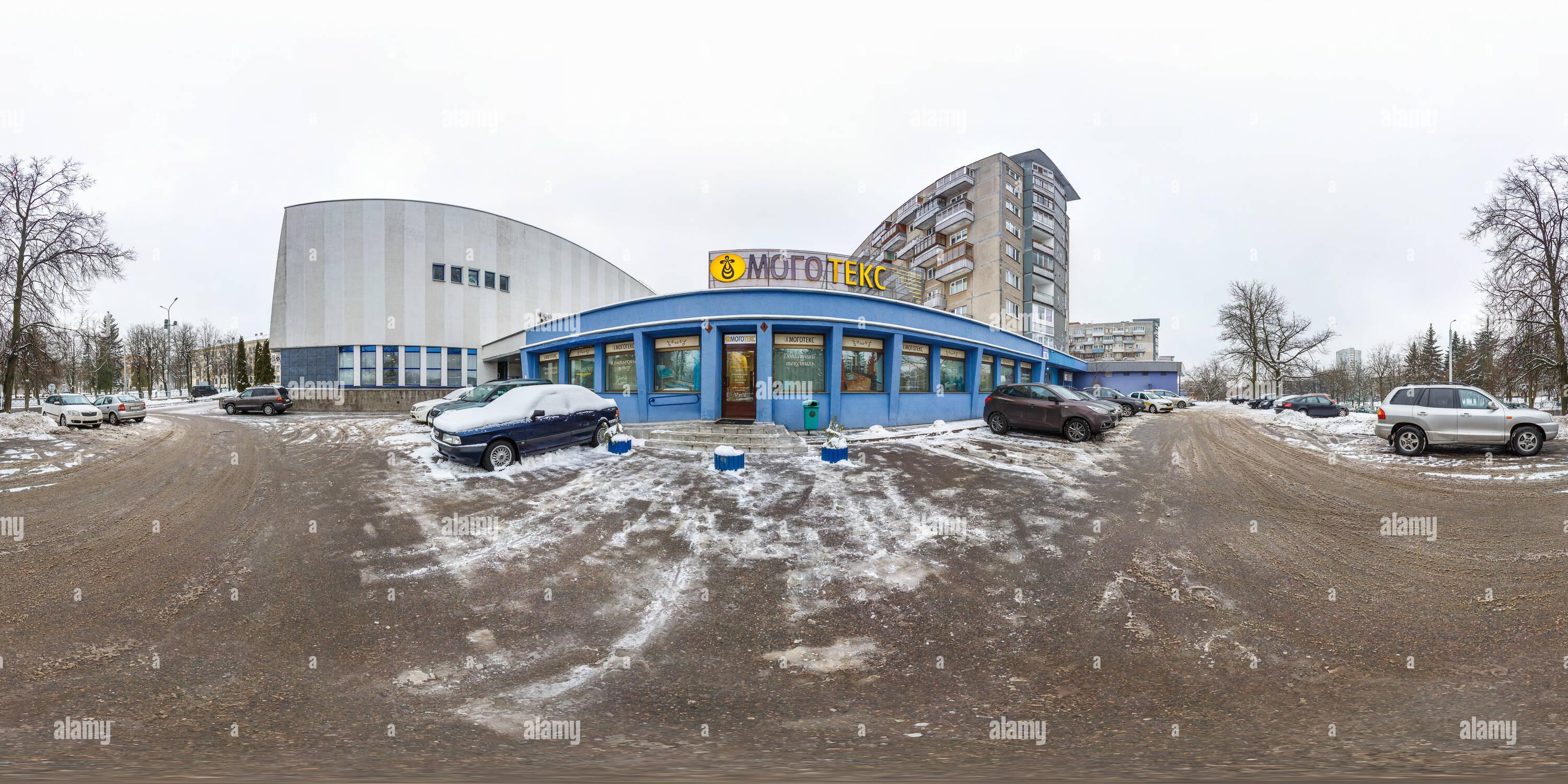 360 degree panoramic view of LVIV, UKRAINE - AUGUST 2019: Full spherical seamless hdri panorama 360 degrees in the yard near old gothic church in equirectangular projection with z