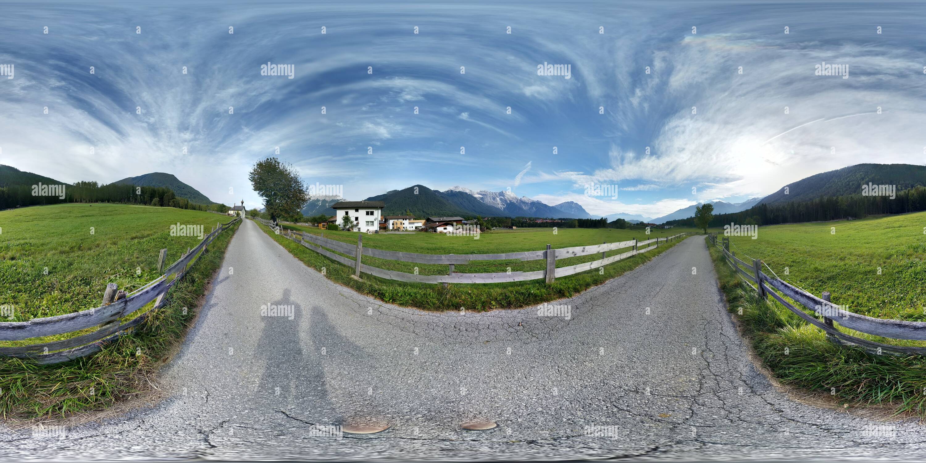 360 degree panoramic view of A Lovely Rural Walk Through Obsteig, Austria