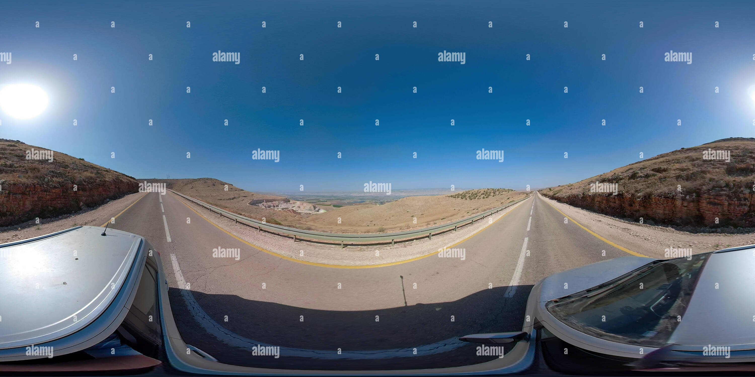 360° view of Driving in the Farwana road from Mt. Gilboa to the Valley