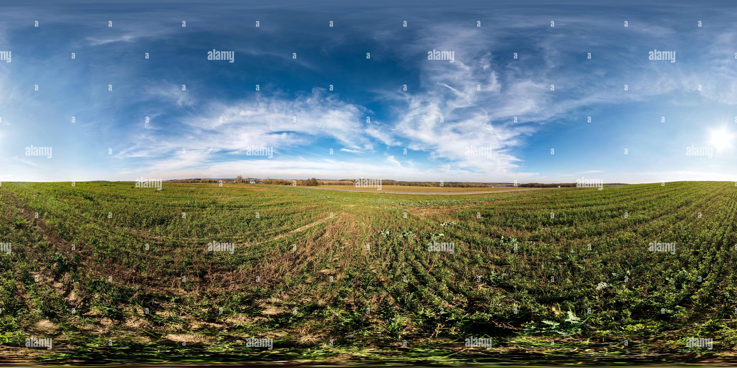 360 View Of Blue Sky Before Sunset With Beautiful Awesome Clouds Full Seamless Spherical Hdri Panorama 360 Degrees Angle View Among Fields In Evening In Equirect Alamy