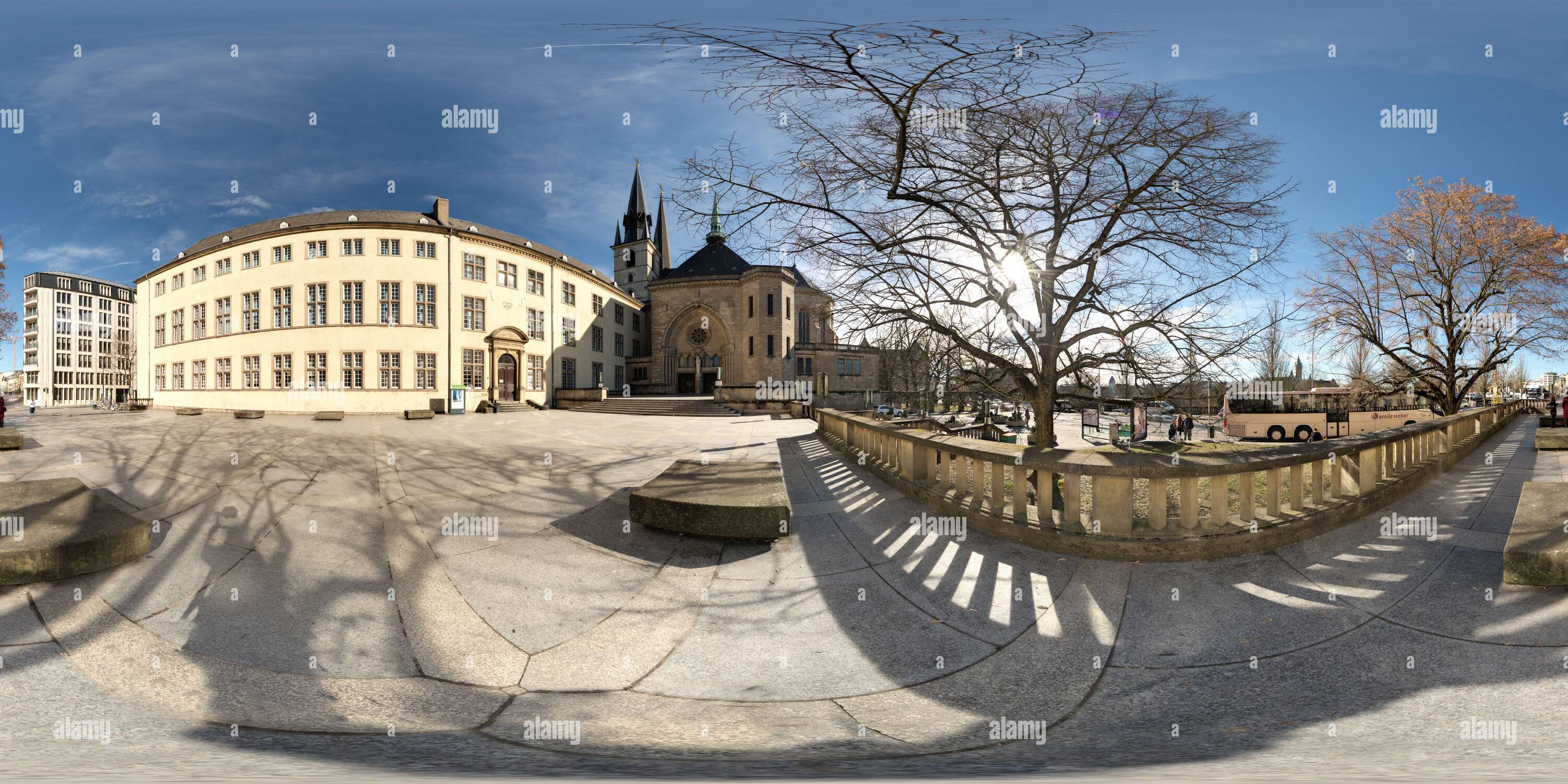 360 degree panoramic view of Luxembourg City - Notre Dame Cathedral