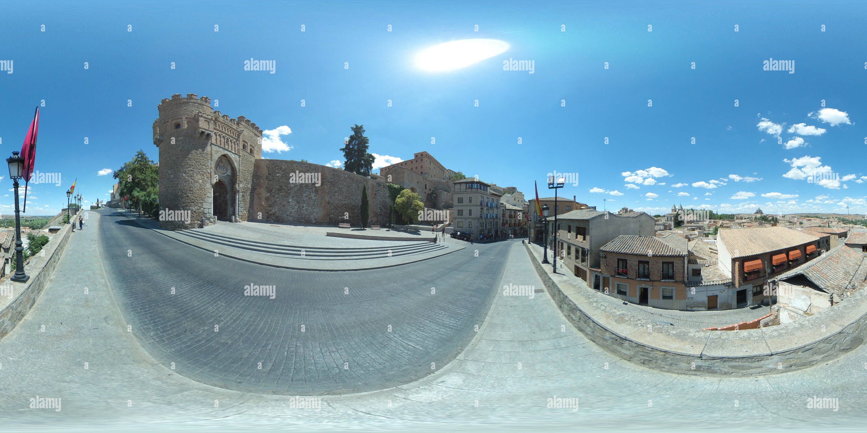 360 degree panoramic view of Puerta del Sol, Toledo