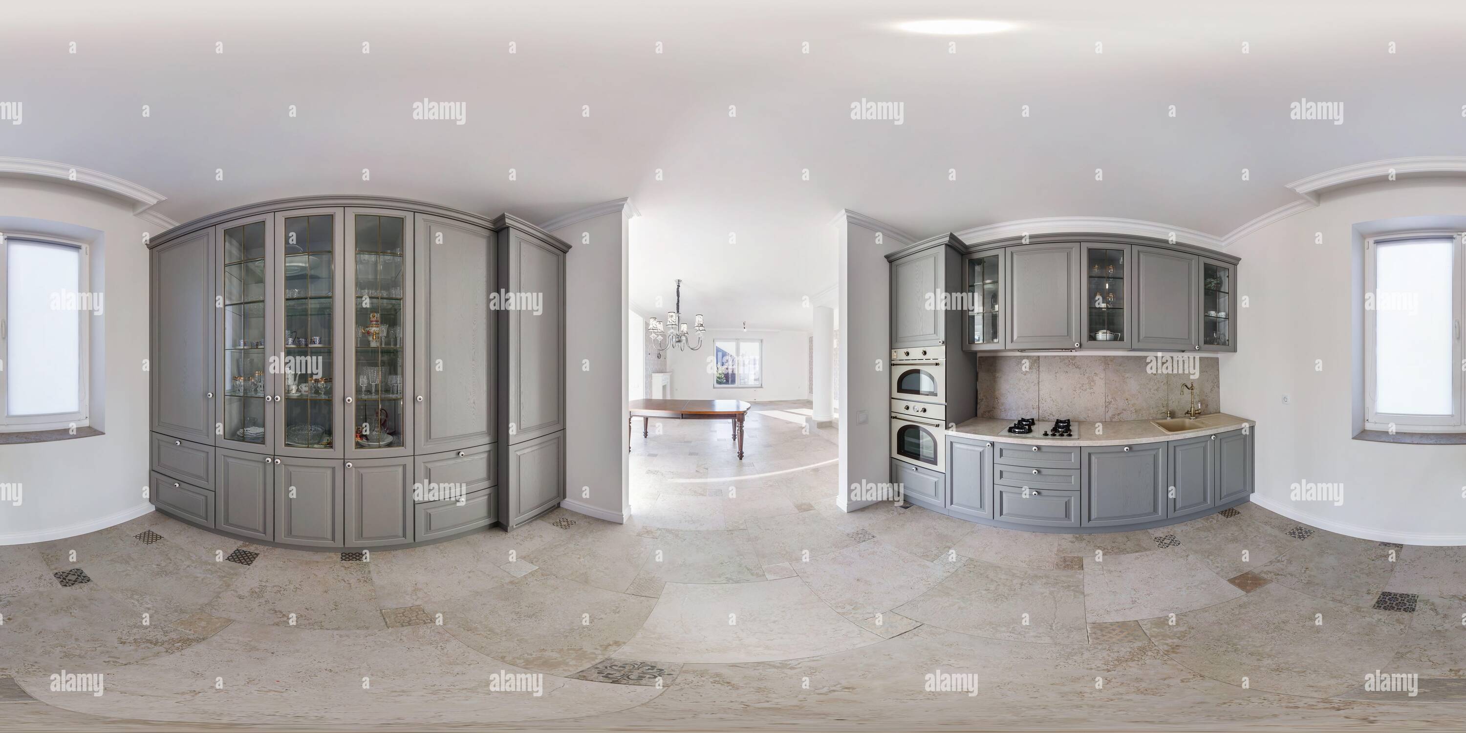 Equirectangular Kitchen 360° view of MINSK, BELARUS - May 2019: full seamless spherical hdri ...