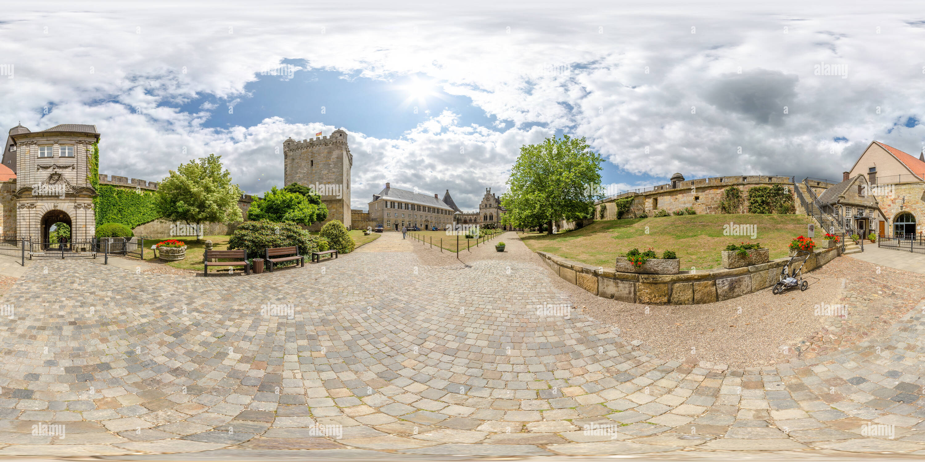 360 degree panoramic view of Burg Bentheim, Bad Bentheim, Germany