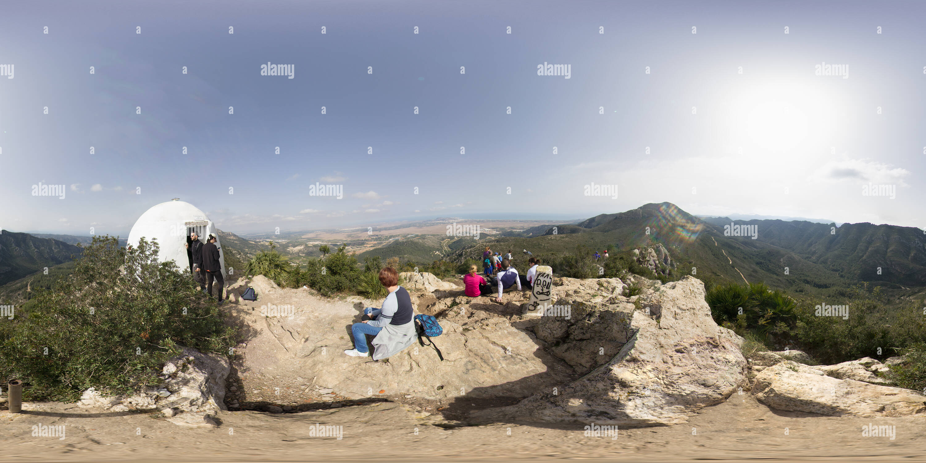 360 degree panoramic view of Forest observatory, called 'L'Ouet', of the Valley of La Casella in Alzira