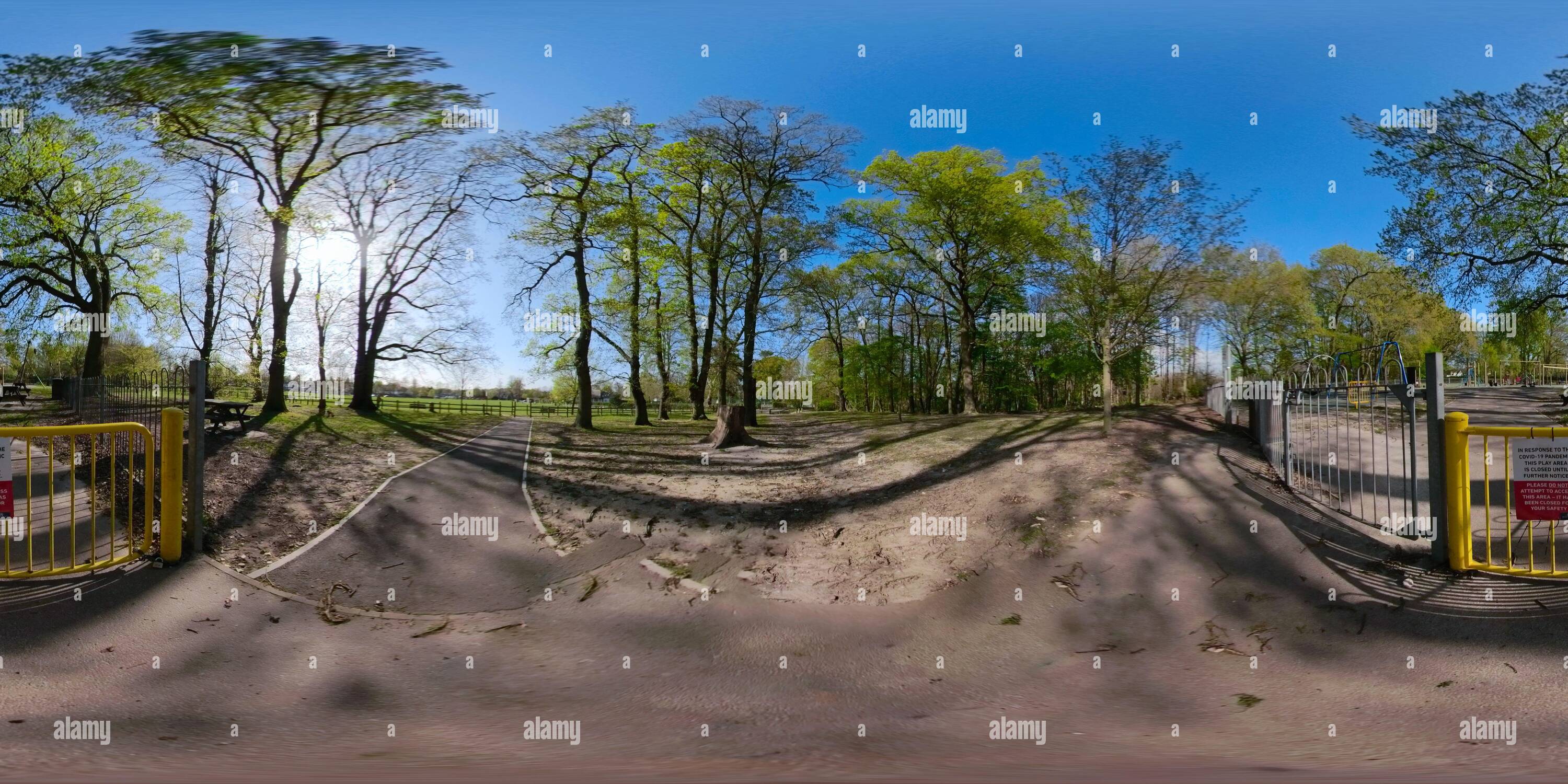 360 degree panoramic view of 13/04/2020 Coronavirus - COVID-19   penenden heath park closed in Kent UK