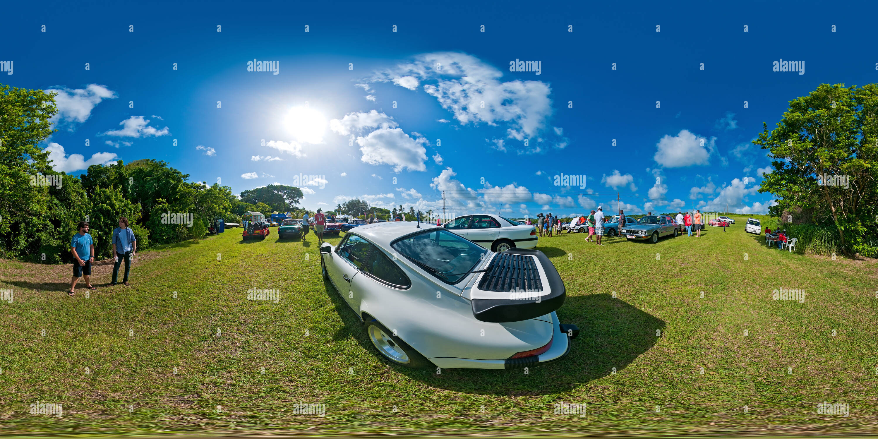 360° view of Content classic car show near Porsche tail Alamy