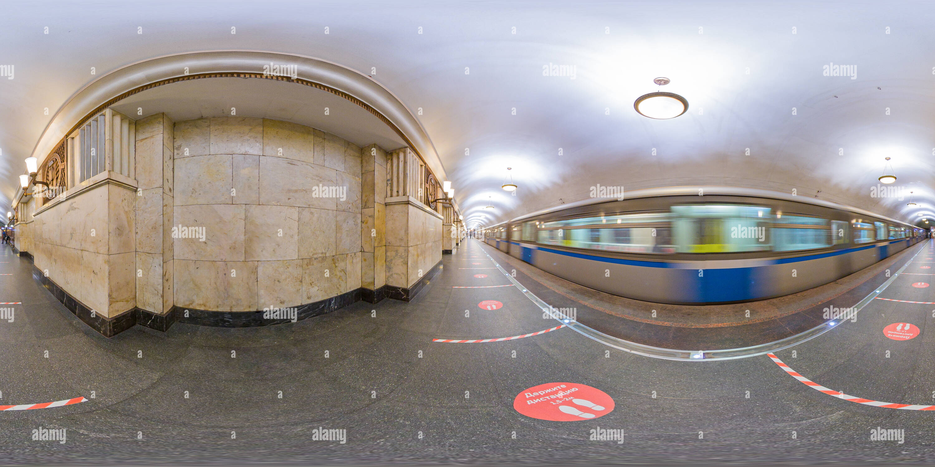 360 degree panoramic view of Elektrozavodskaya metro station in Moscow
