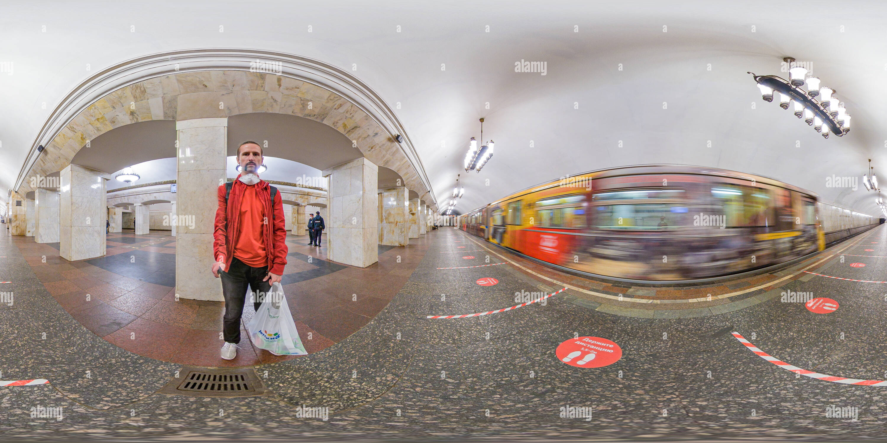 360 degree panoramic view of Kurskaya metro station in Moscow