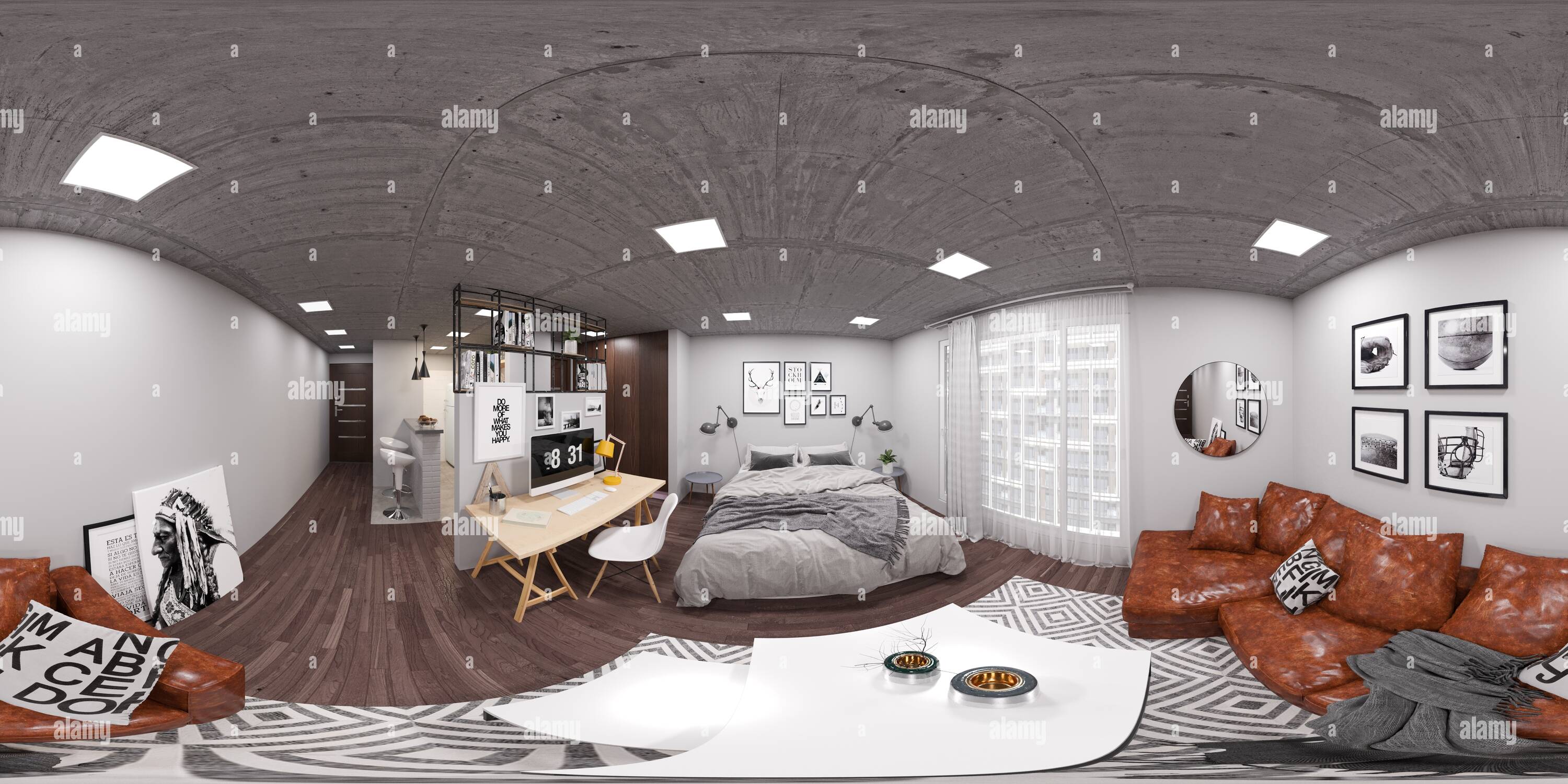 360° view of Virtual tour studio apartment room Alamy