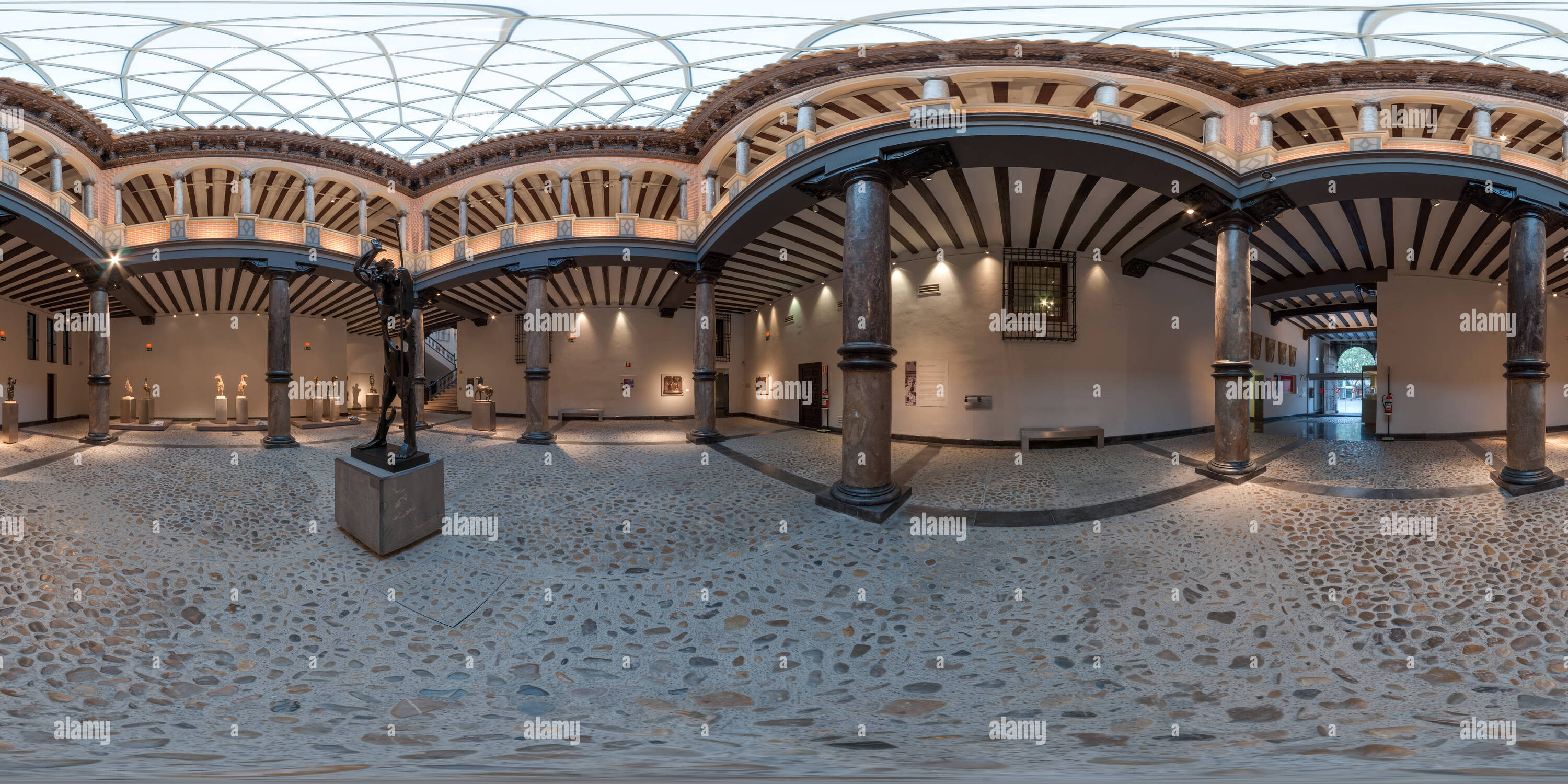 360 degree panoramic view of Entrance and patio Pablo Gargallo Museum