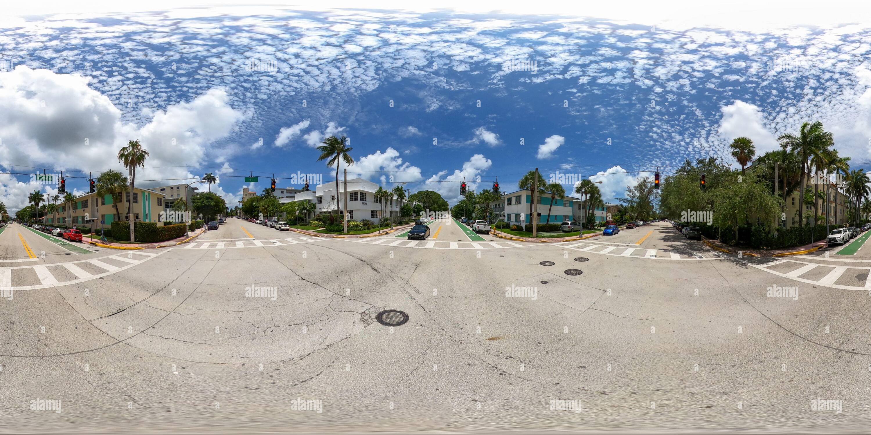 360° view of Middle of the road 360 vr photo Miami Beach residential