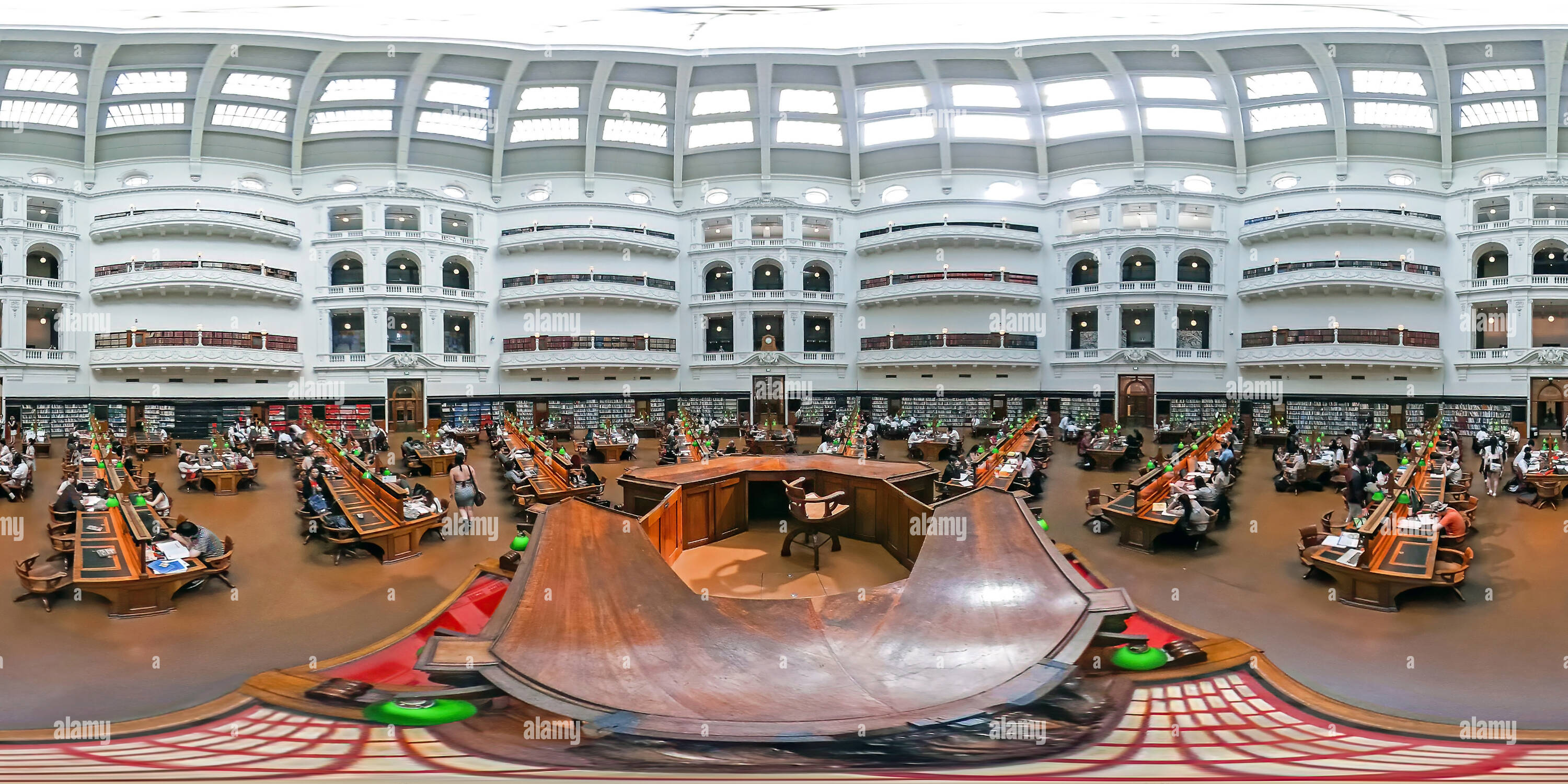360 degree panoramic view of Dome (La Trobe Reading Room), State Library of Victoria, Melbourne, Australia