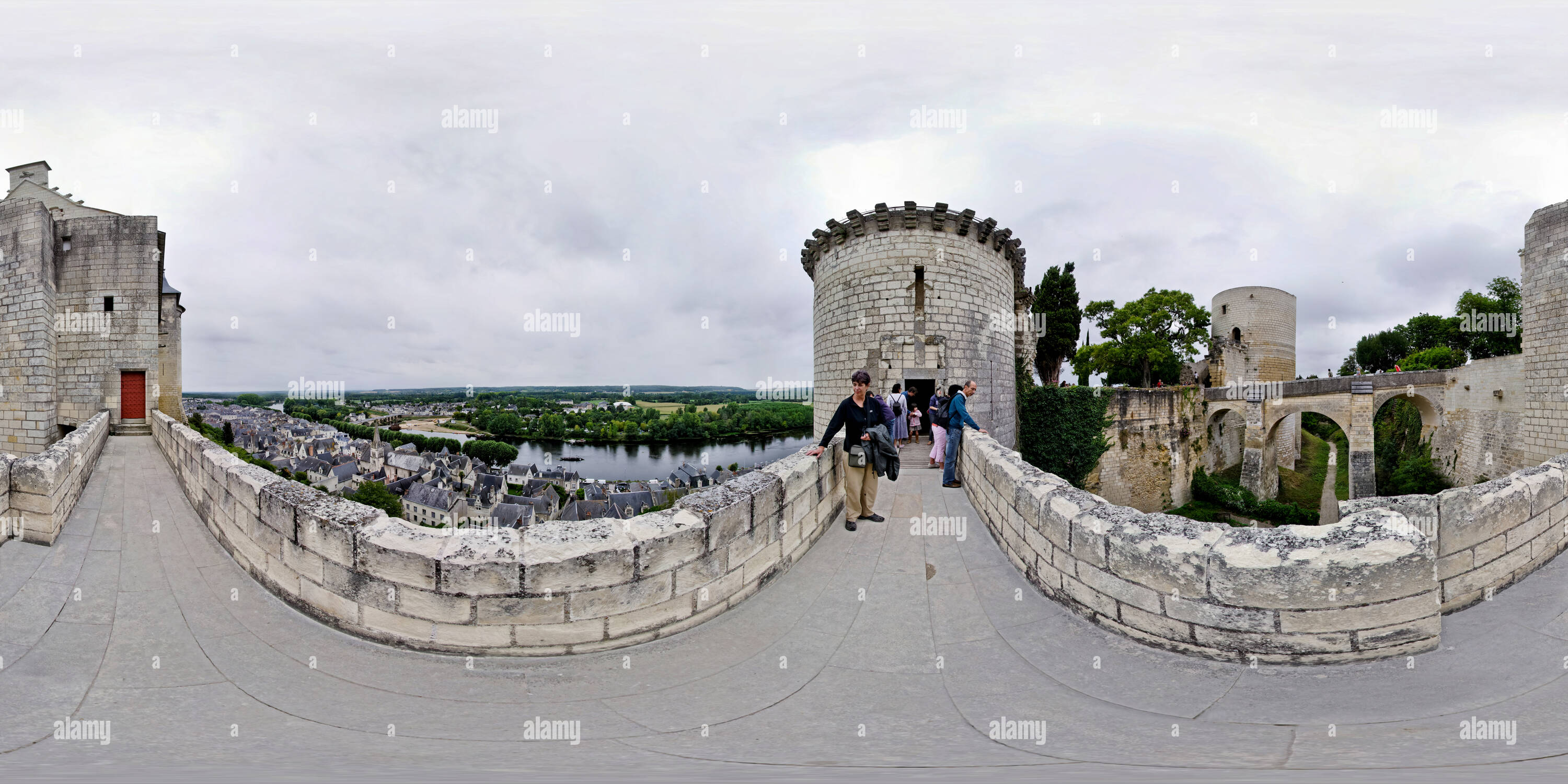 360 degree panoramic view of River Vienne, Chateau de Chinon, France