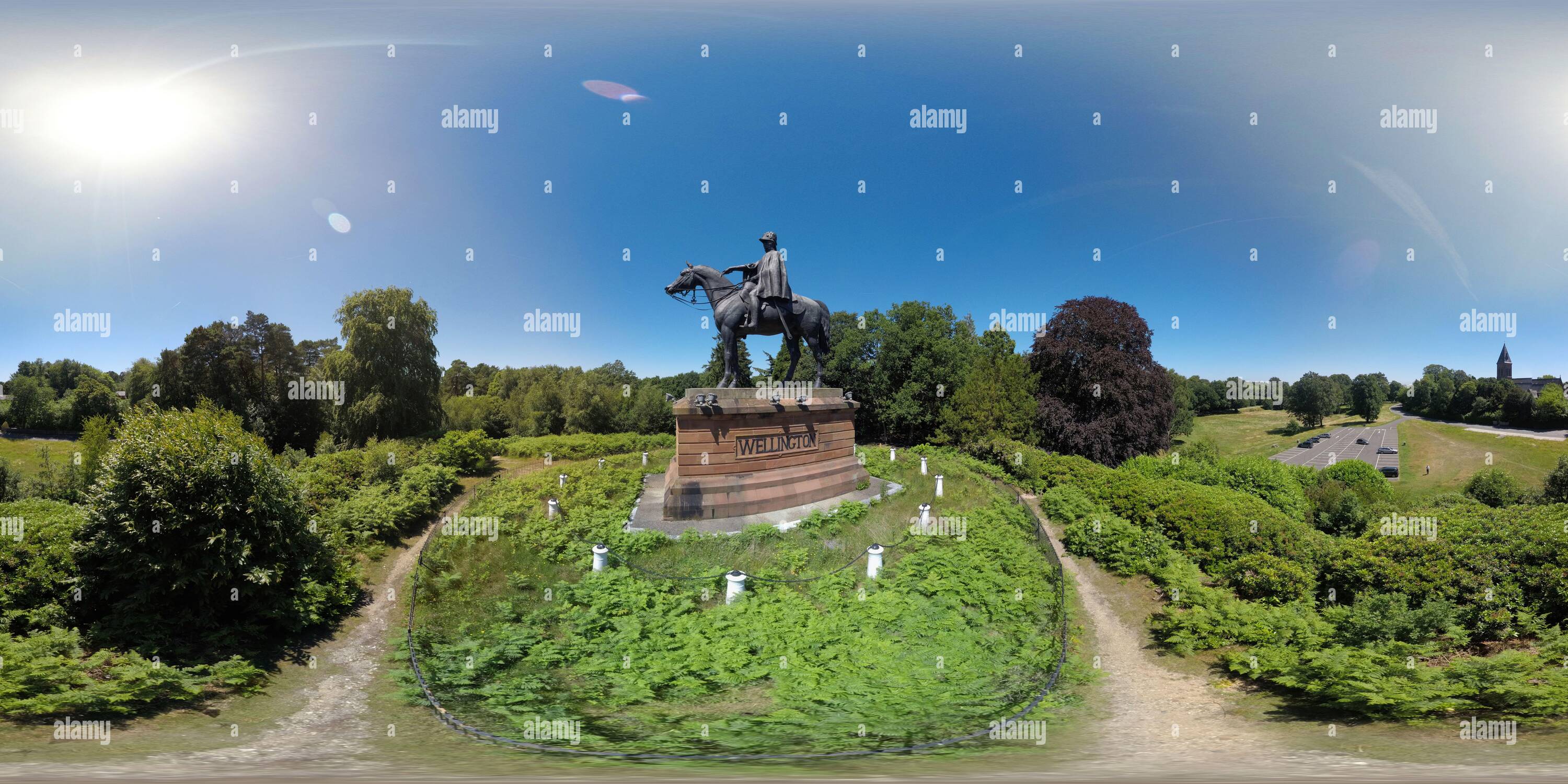 360 degree panoramic view of The Duke Of Wellington statue in Aldershot, Hampshire, home of the British Army. Picture : © MARK PAIN / ALAMY