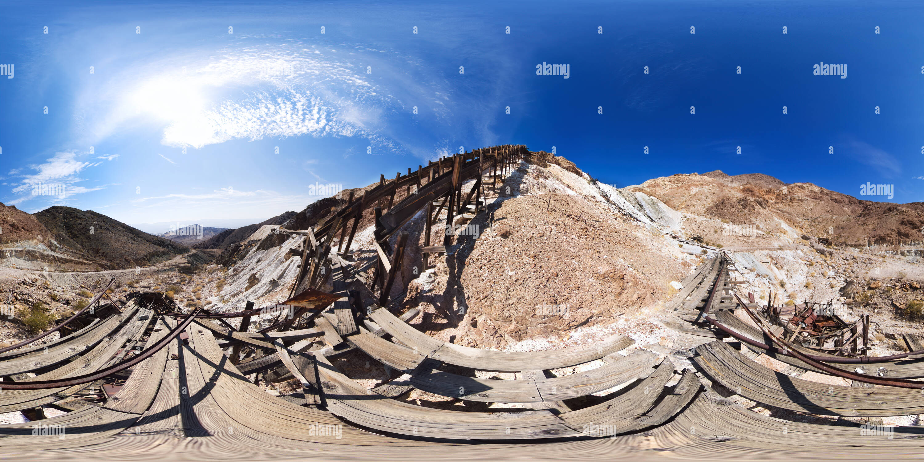 360 degree panoramic view of Moorehouse Mine - Death Valley - Below Ore Chute