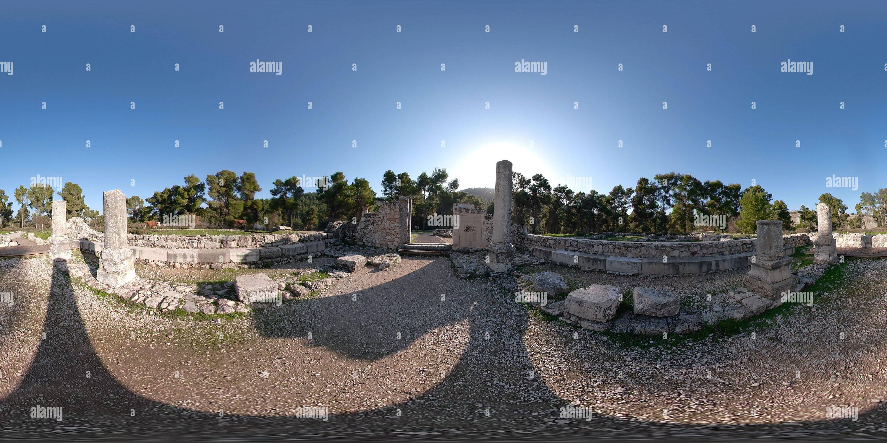 360° view of The ancient Nabratein synagogue and archaeological