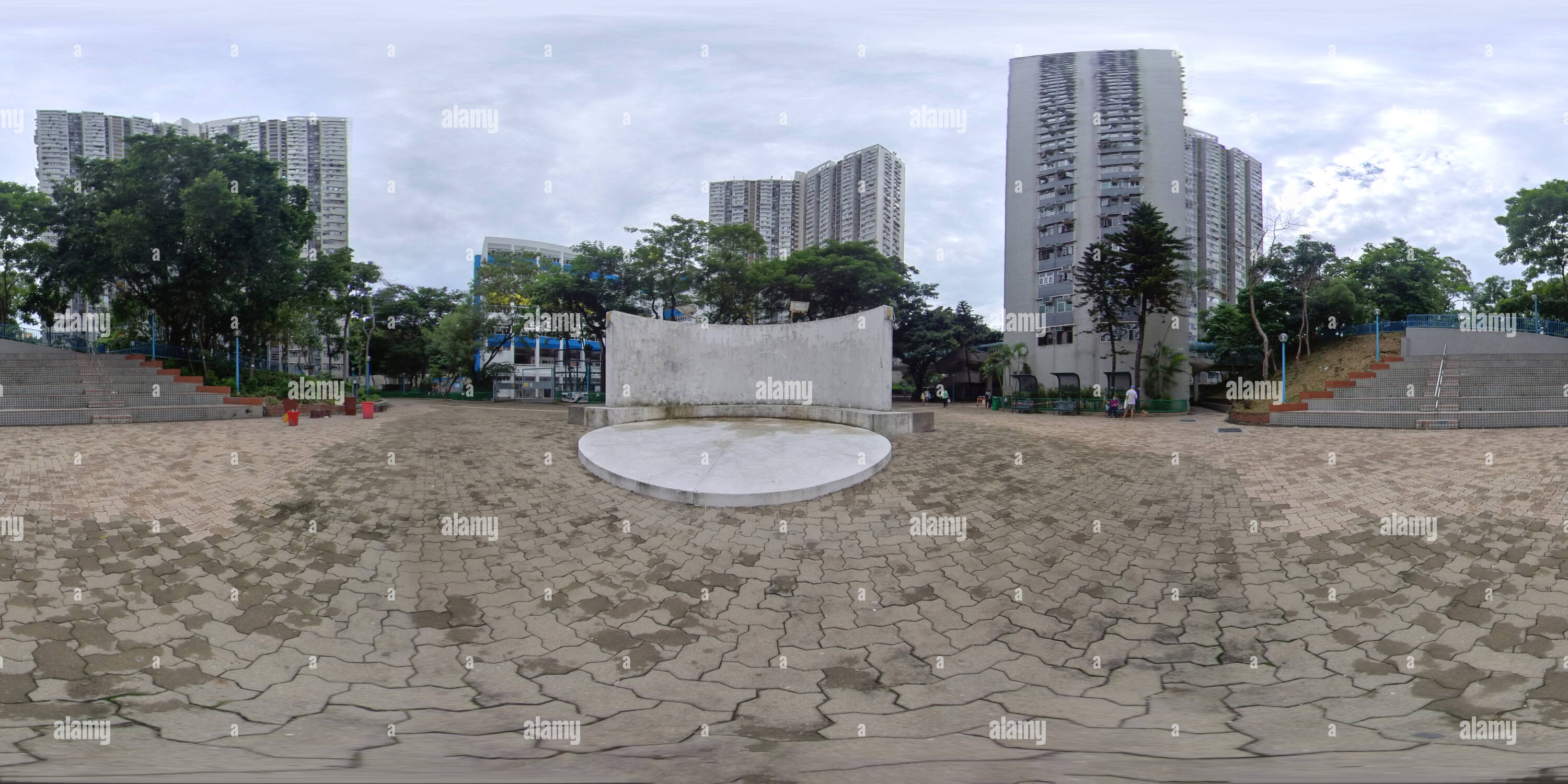 360 degree panoramic view of High-rise buildings public housing estates affordable lower-income residents Poverty Hong Kong