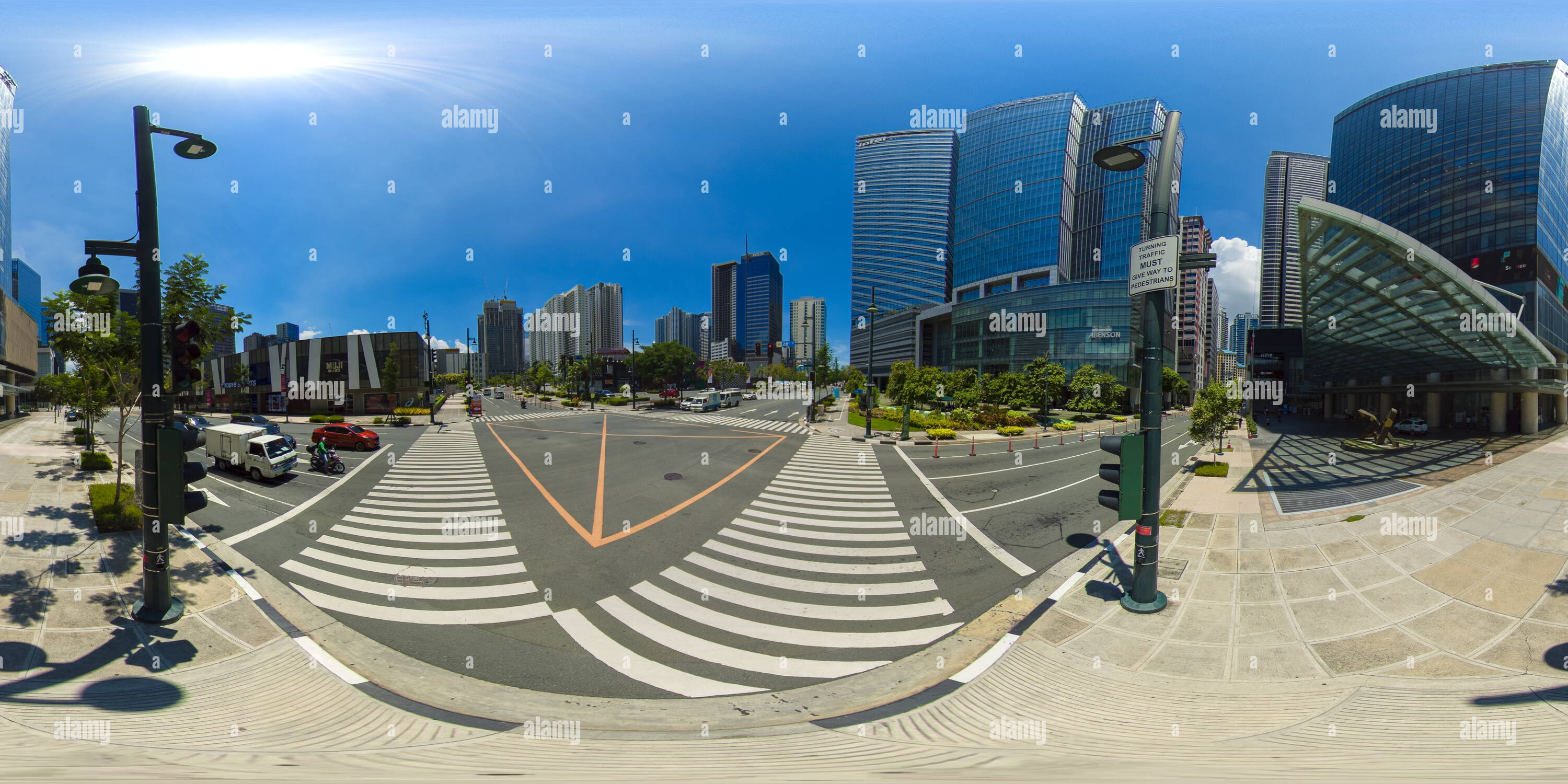 360 degree panoramic view of Manila, the capital of the Philippines with skyscrapers.