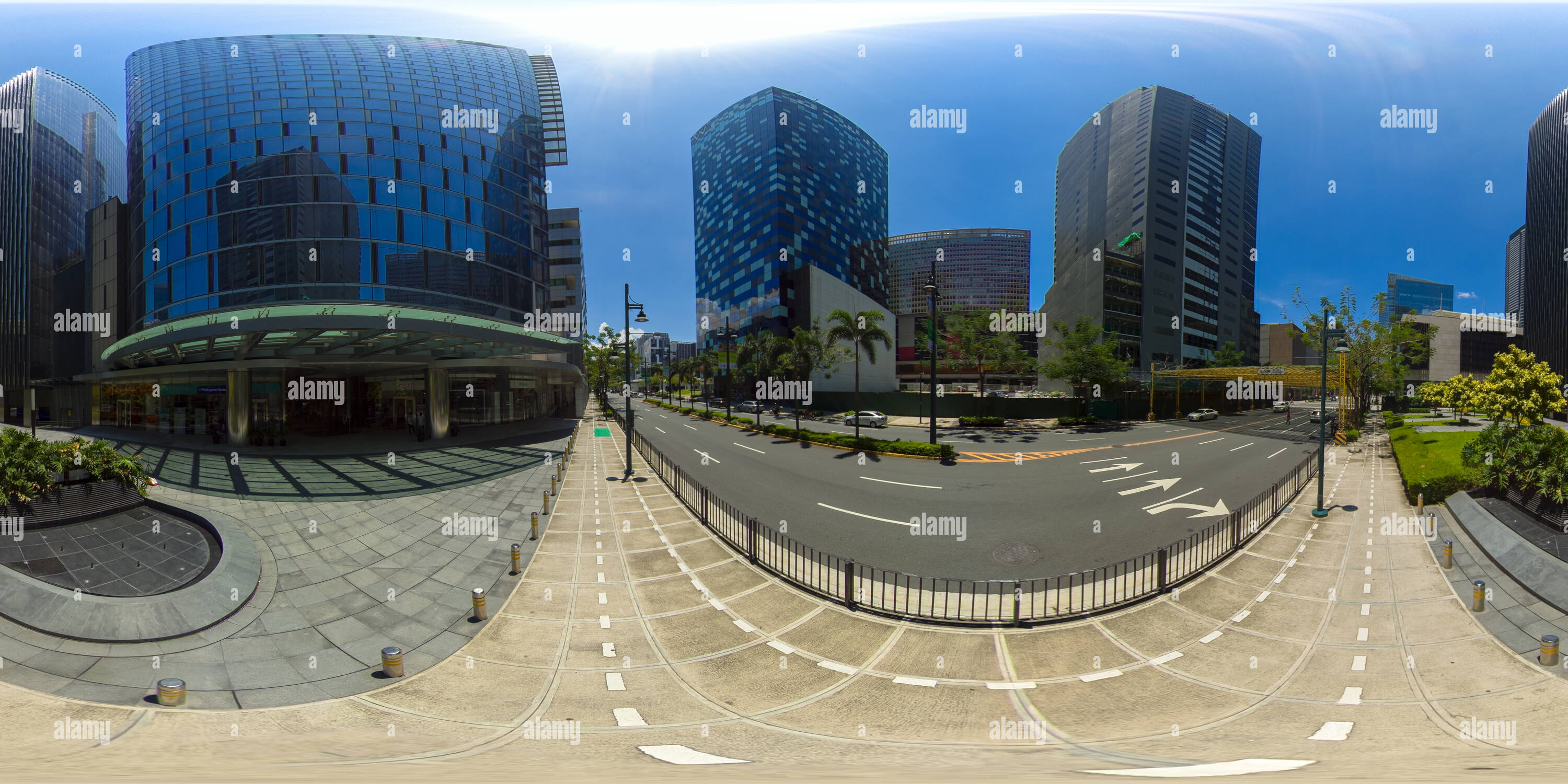 360 degree panoramic view of Manila, the capital of the Philippines with skyscrapers.