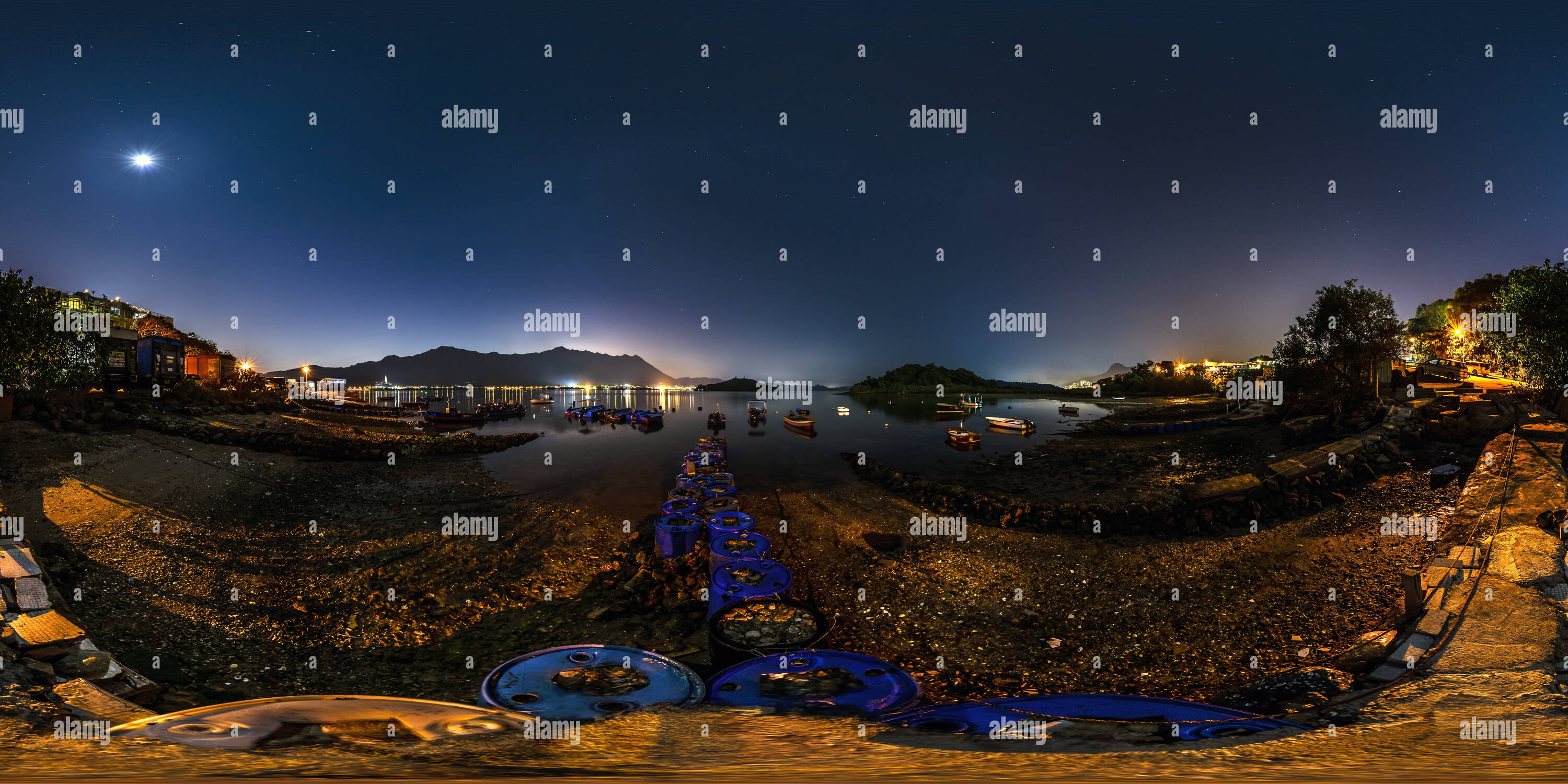 360° view of Plover Cove At Night(大埔船灣海), Tai Po, HK - Alamy