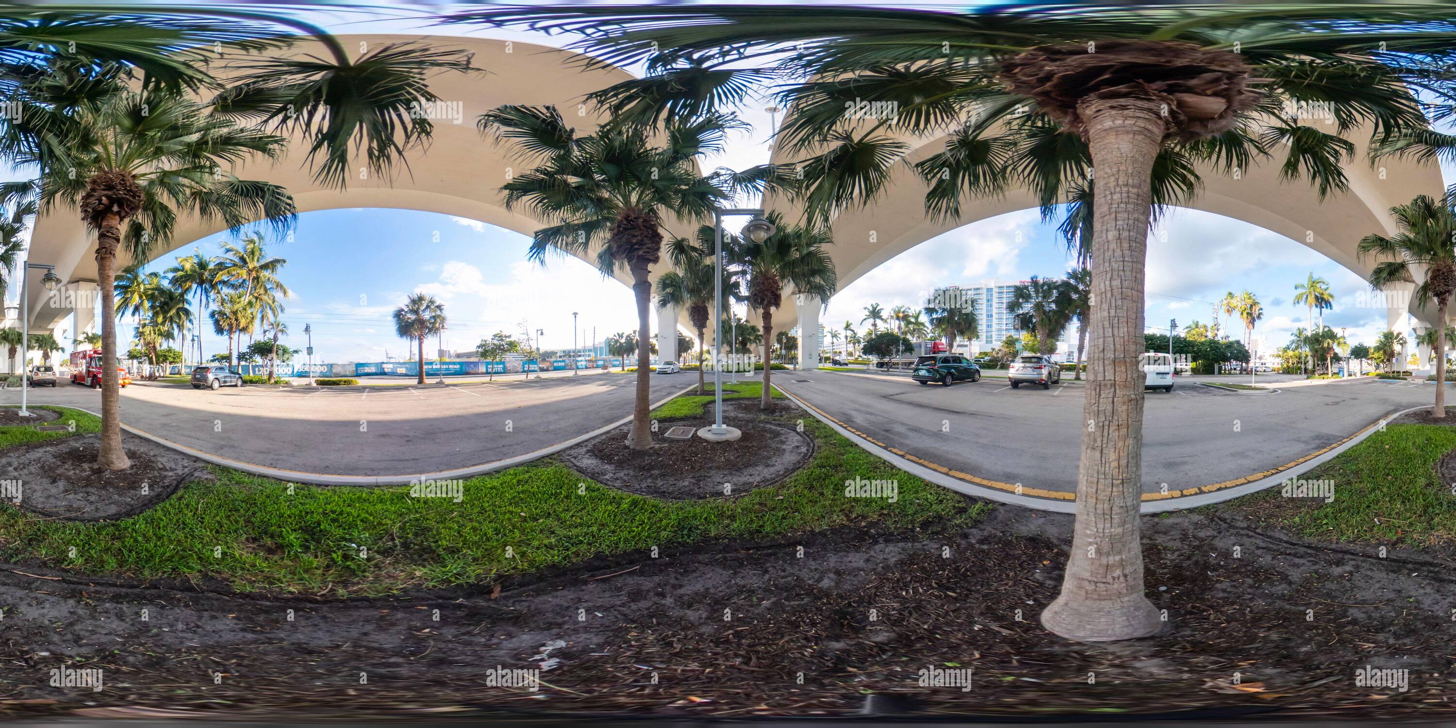 360 degree panoramic view of 360 vr photo parking lot 17th Street Bridge Fort Lauderdale FL USA