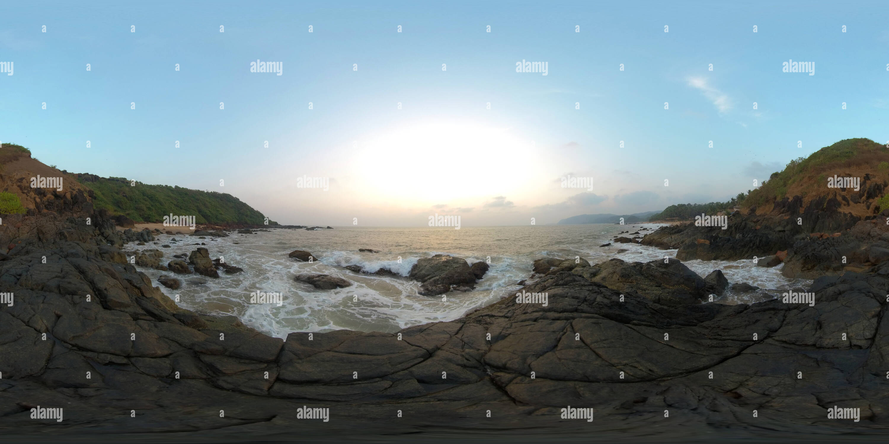 360 degree panoramic view of Cola beach, Goa