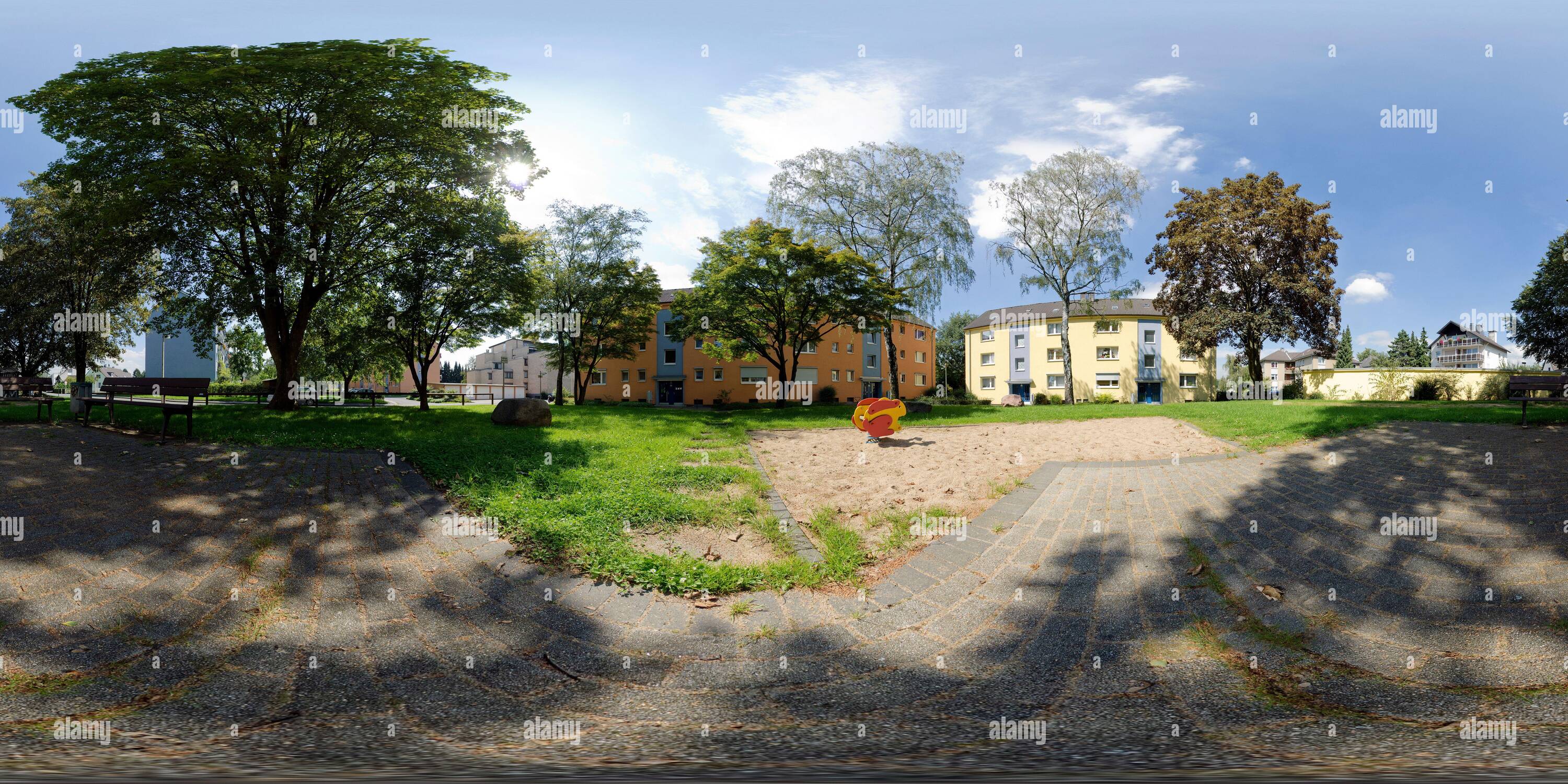 360 degree panoramic view of playground in Solingen,  NRW, Germany