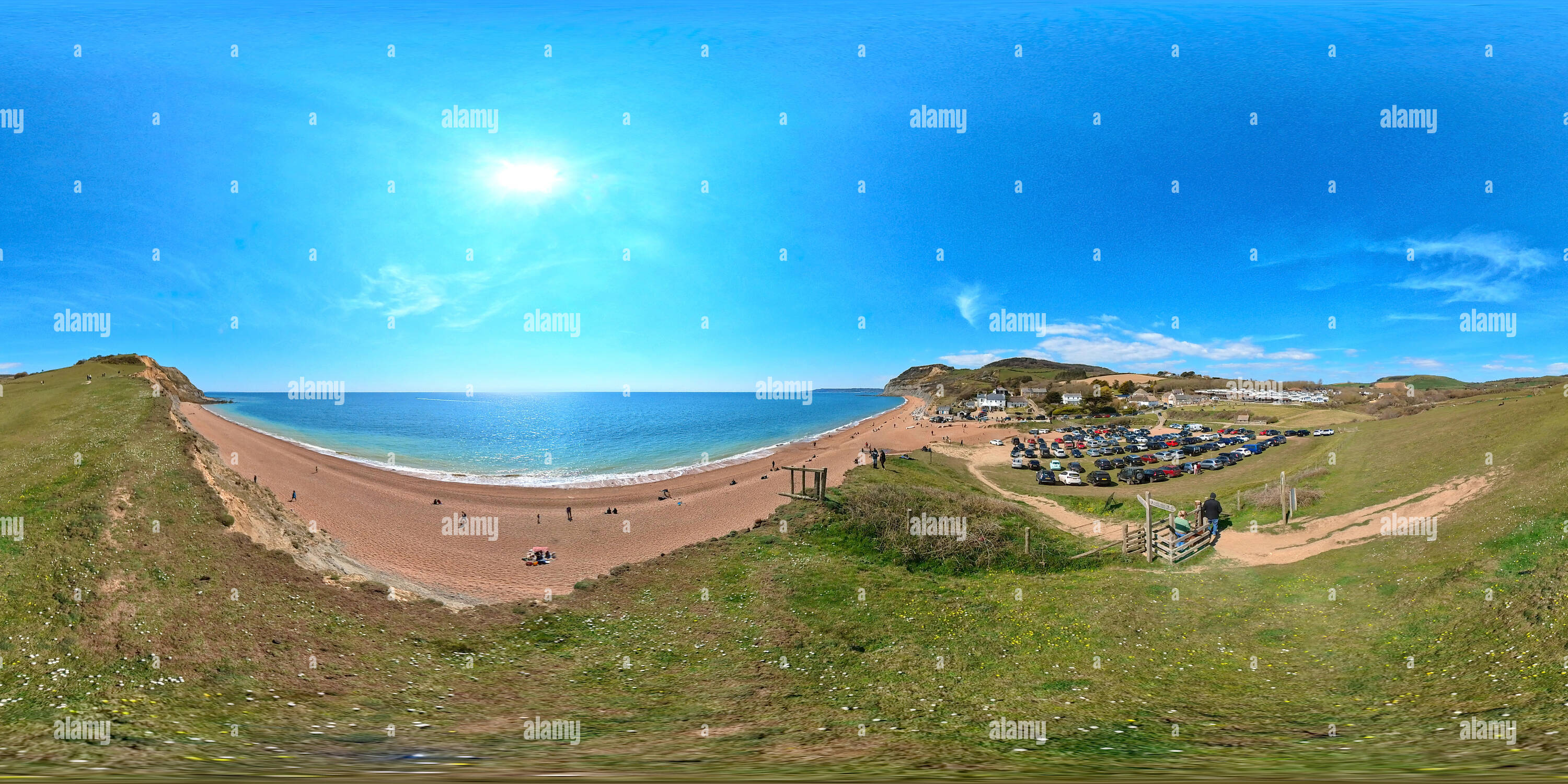 360° View Of Cliff Overlooking Seatown Beach And Golden Cap Holiday Park Dorset Uk April 2021 0197