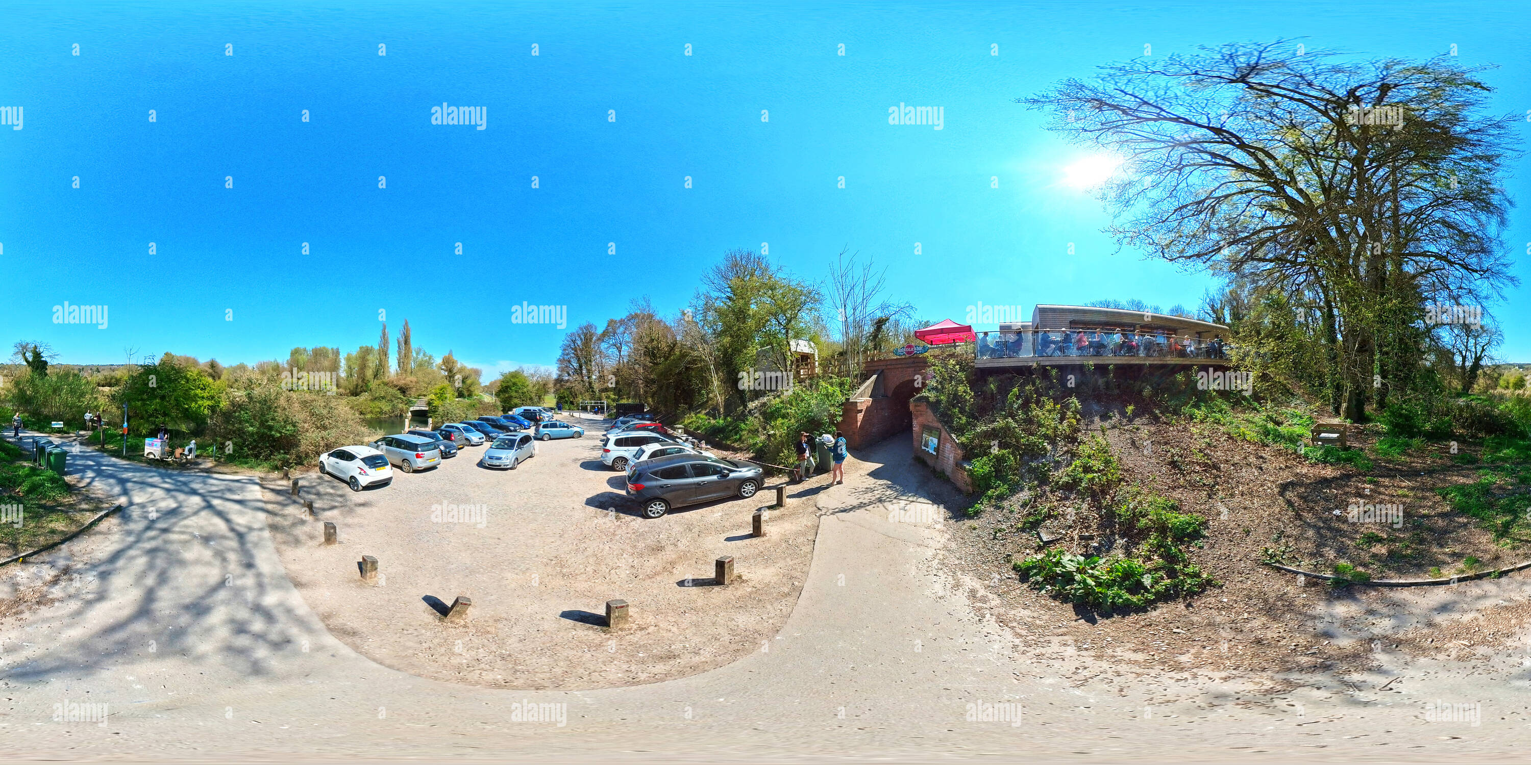 360° view of Handlebar cafe and the River Itchen Navigation, Winchester