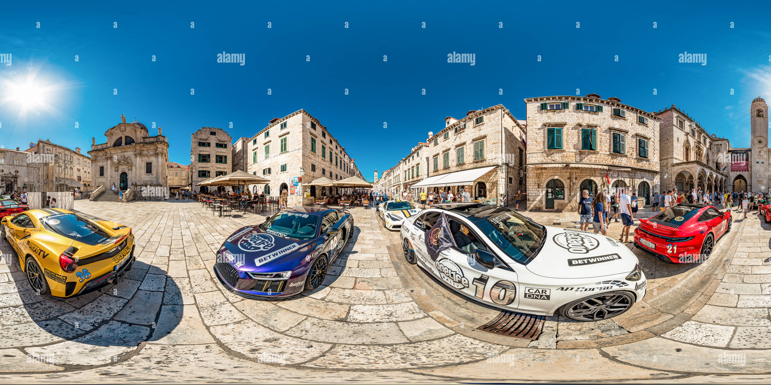 Super luxury cars arrived this year on Stradun, in Dubrovnik, Croatia on  June 9, 2022. Super luxury cars arrived from Mostar as part of the HPlus  Rally, organized by Hifa Petrol. The