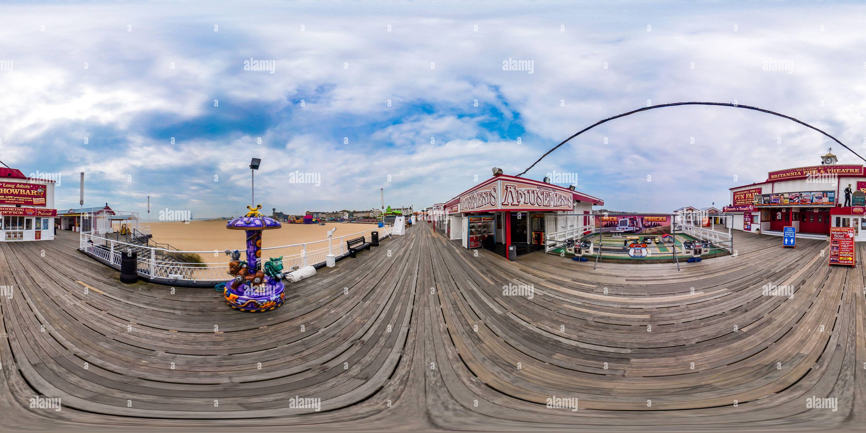 360° view of Great Yarmouth, Norfolk, UK July 2021. A view captured