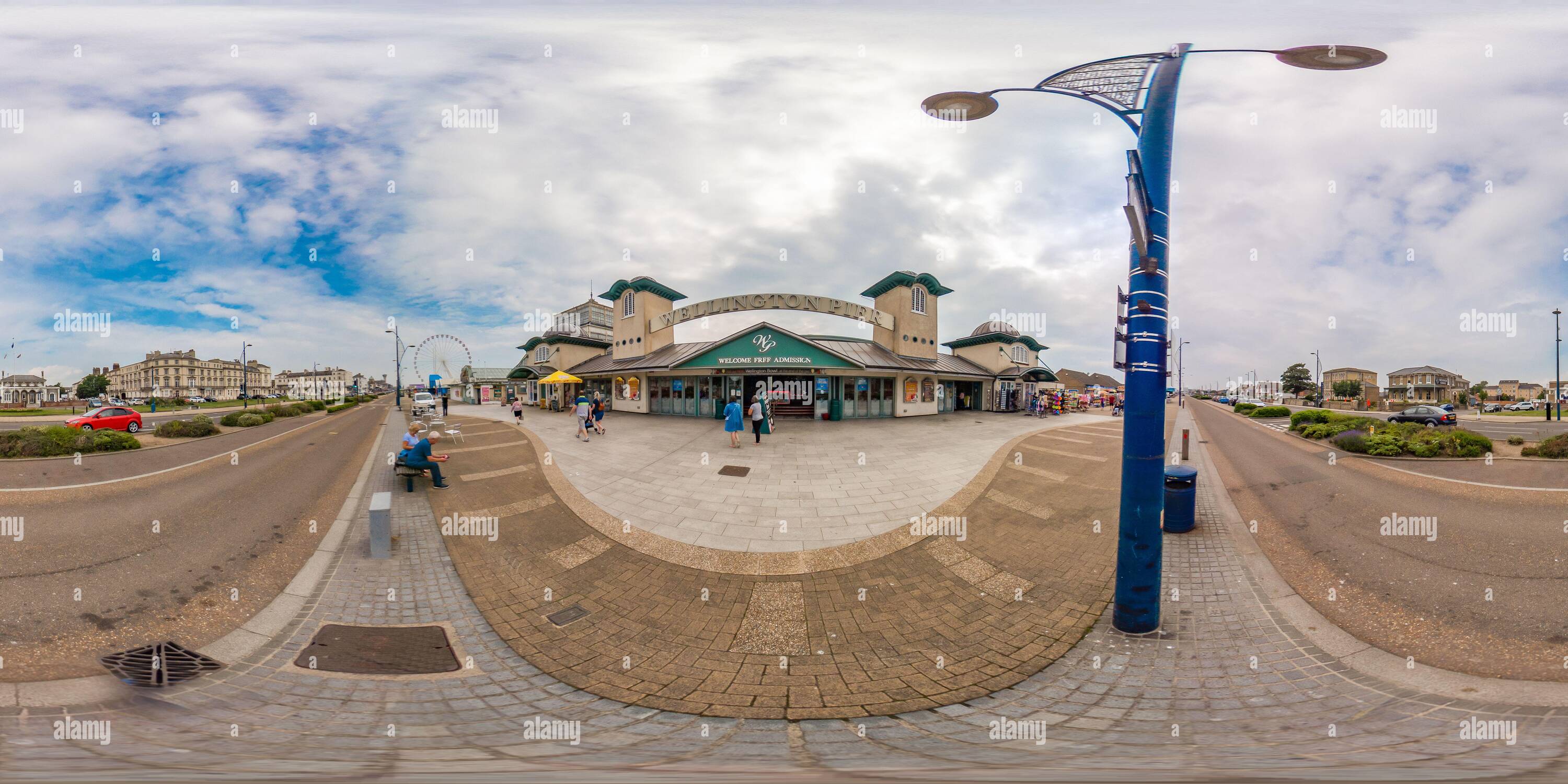 360° view of Great Yarmouth, Norfolk, UK July 2021. A view down the
