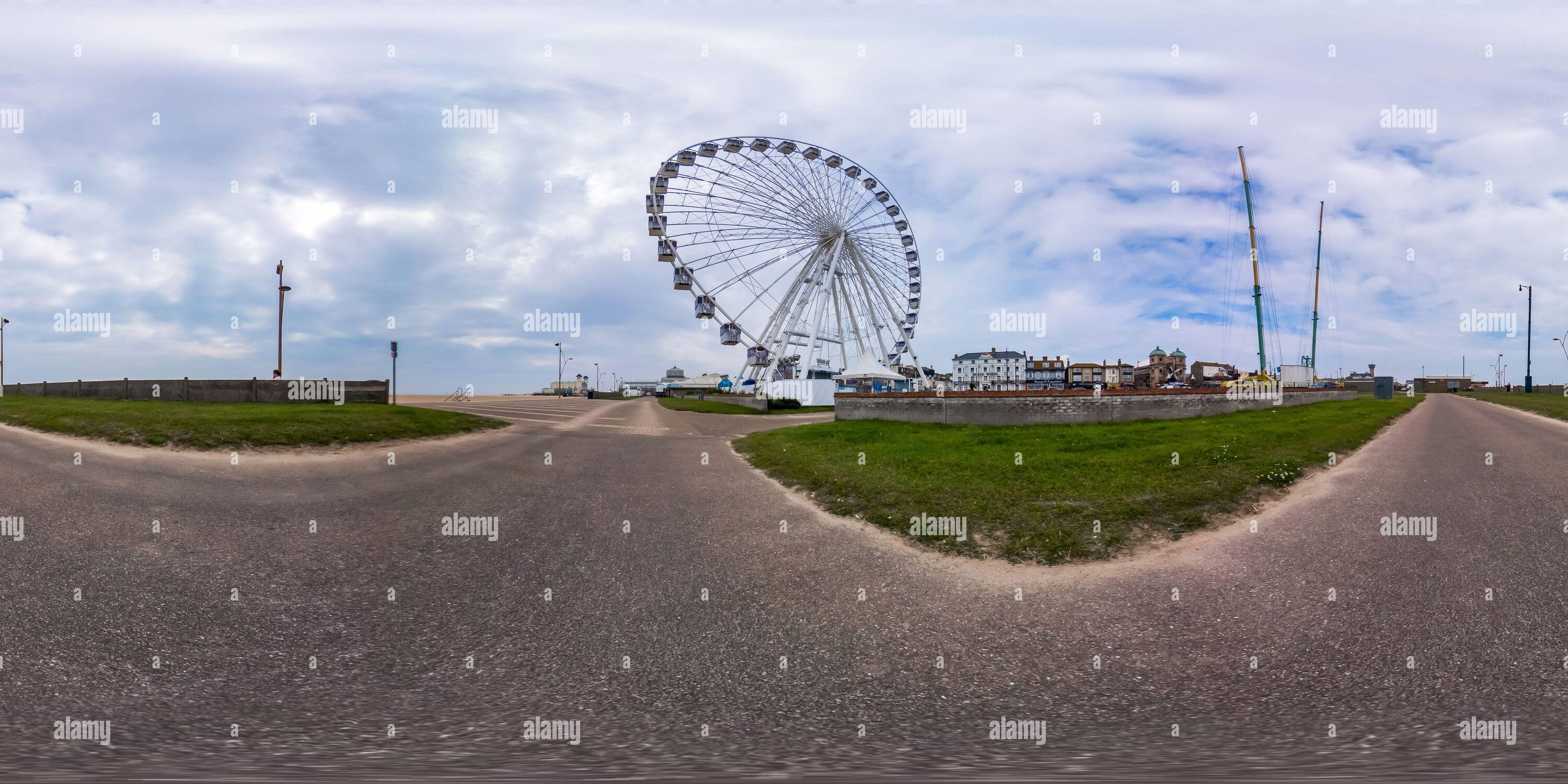 360° view of Great Yarmouth, Norfolk, UK July 2021. The Ferris wheel
