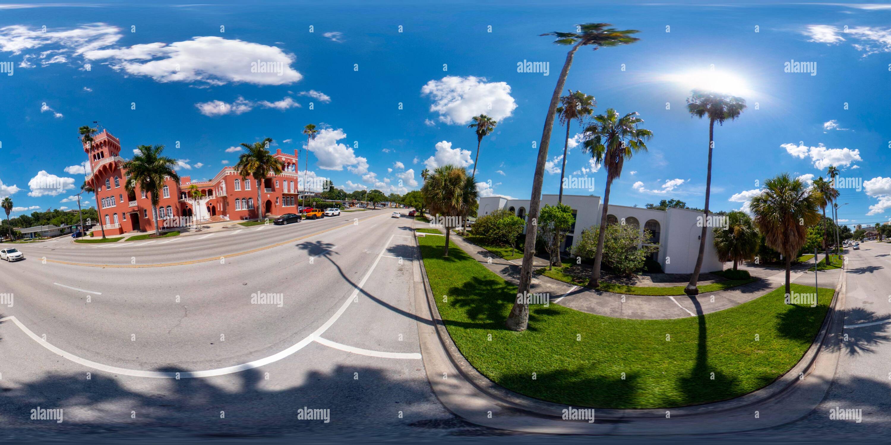 360 degree panoramic view of Tampa, FL, USA - July 16, 2021: 360vr photo of Palace of Florence Luxury Apartments Davis Island FL USA