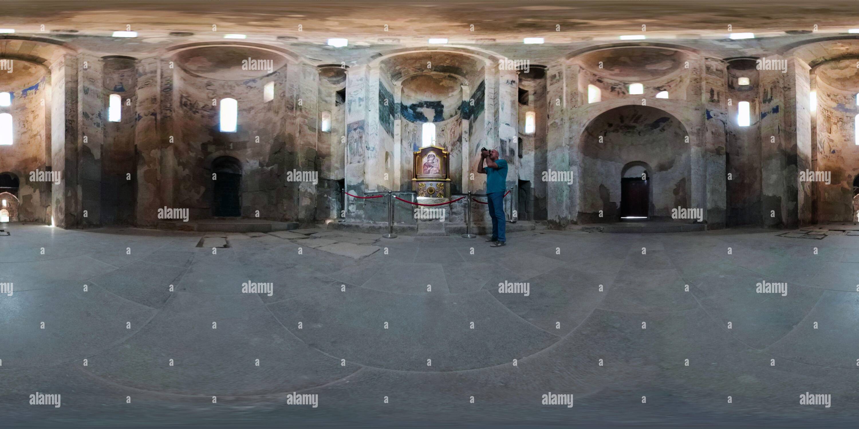 360 degree panoramic view of Armenian Orthodox frescos on the walls of Akhtamar Church on Akdamar Island 360 view