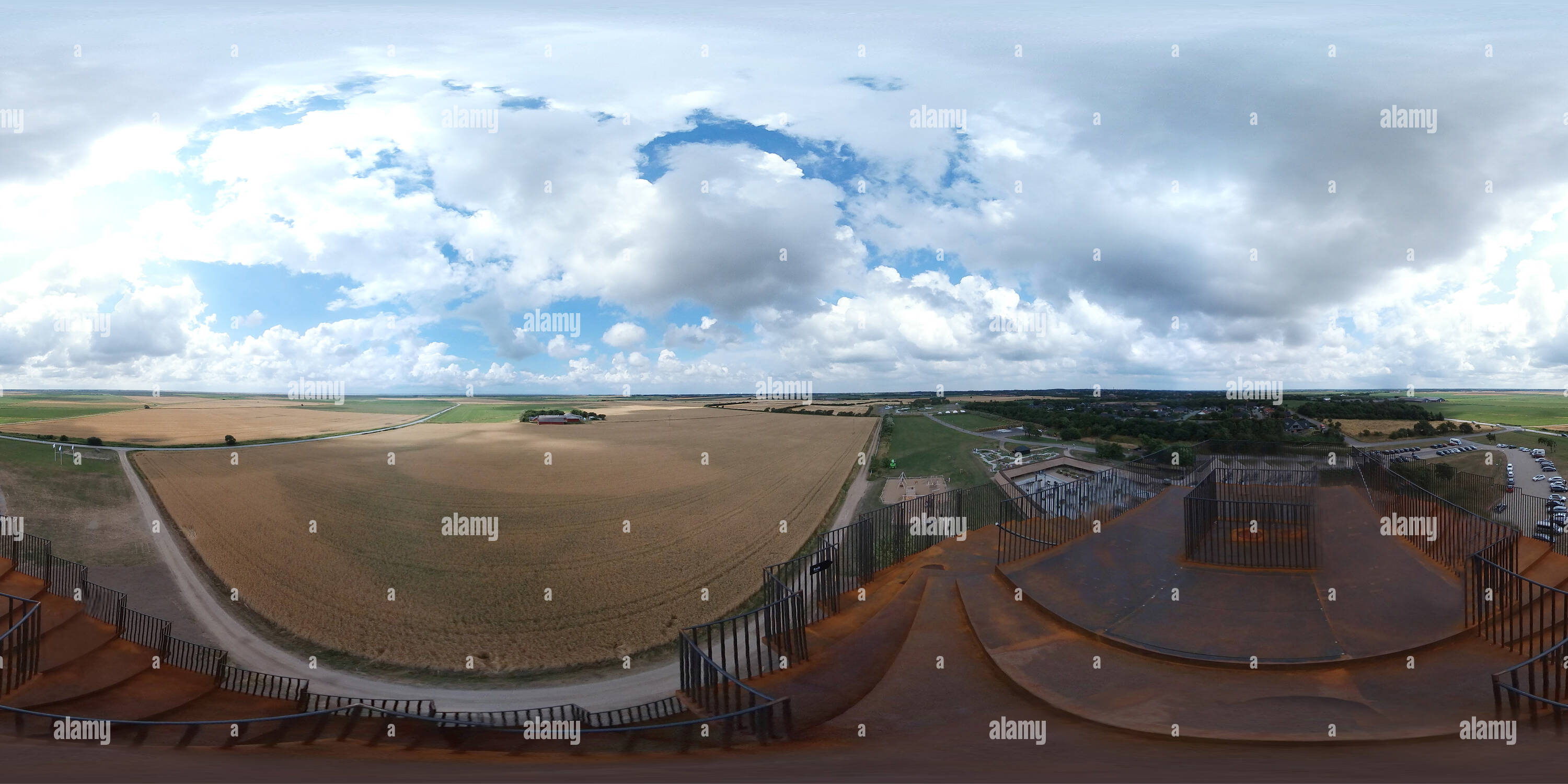 360 degree panoramic view of Overview over Tøndermarsken From Marsk Tower
