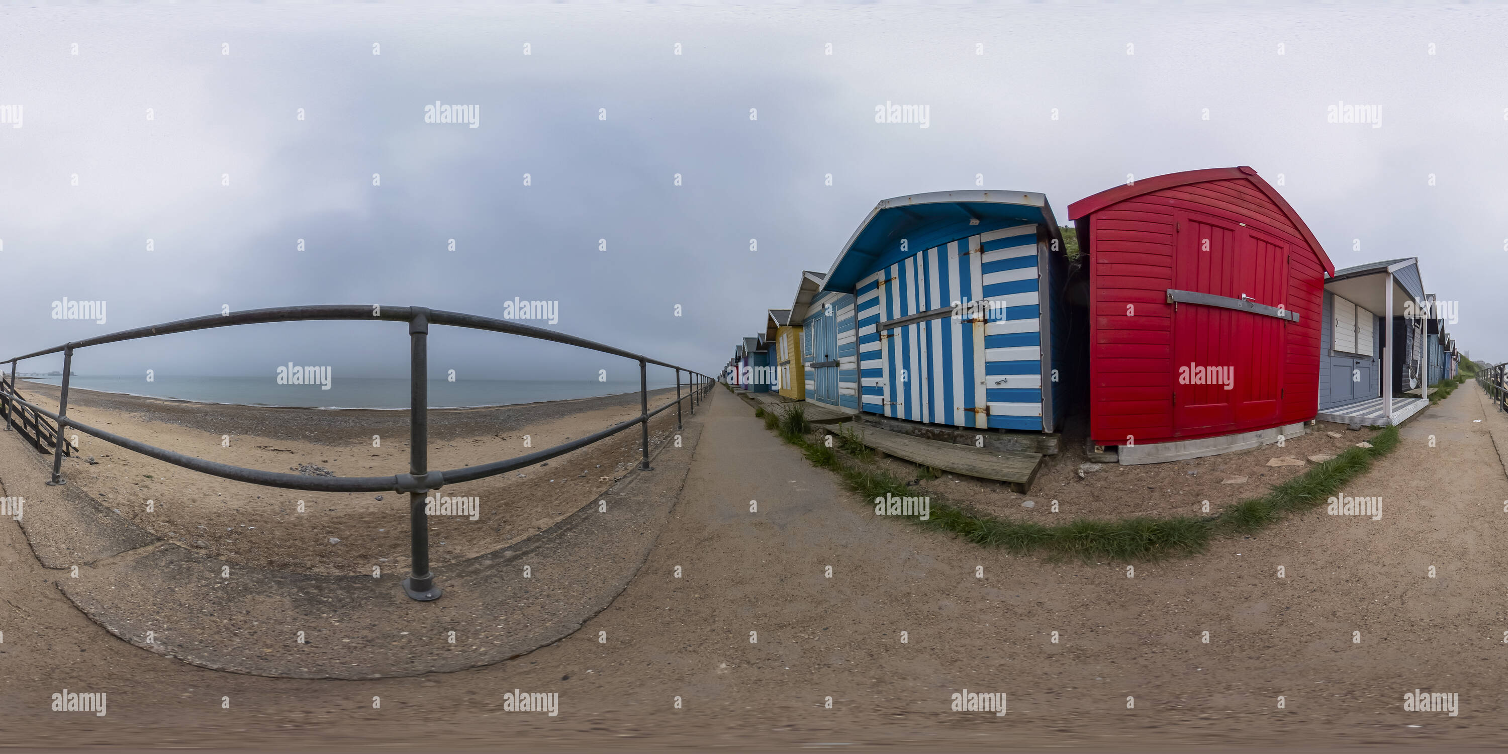 360° view of Cromer beach huts, Norfolk coast Alamy