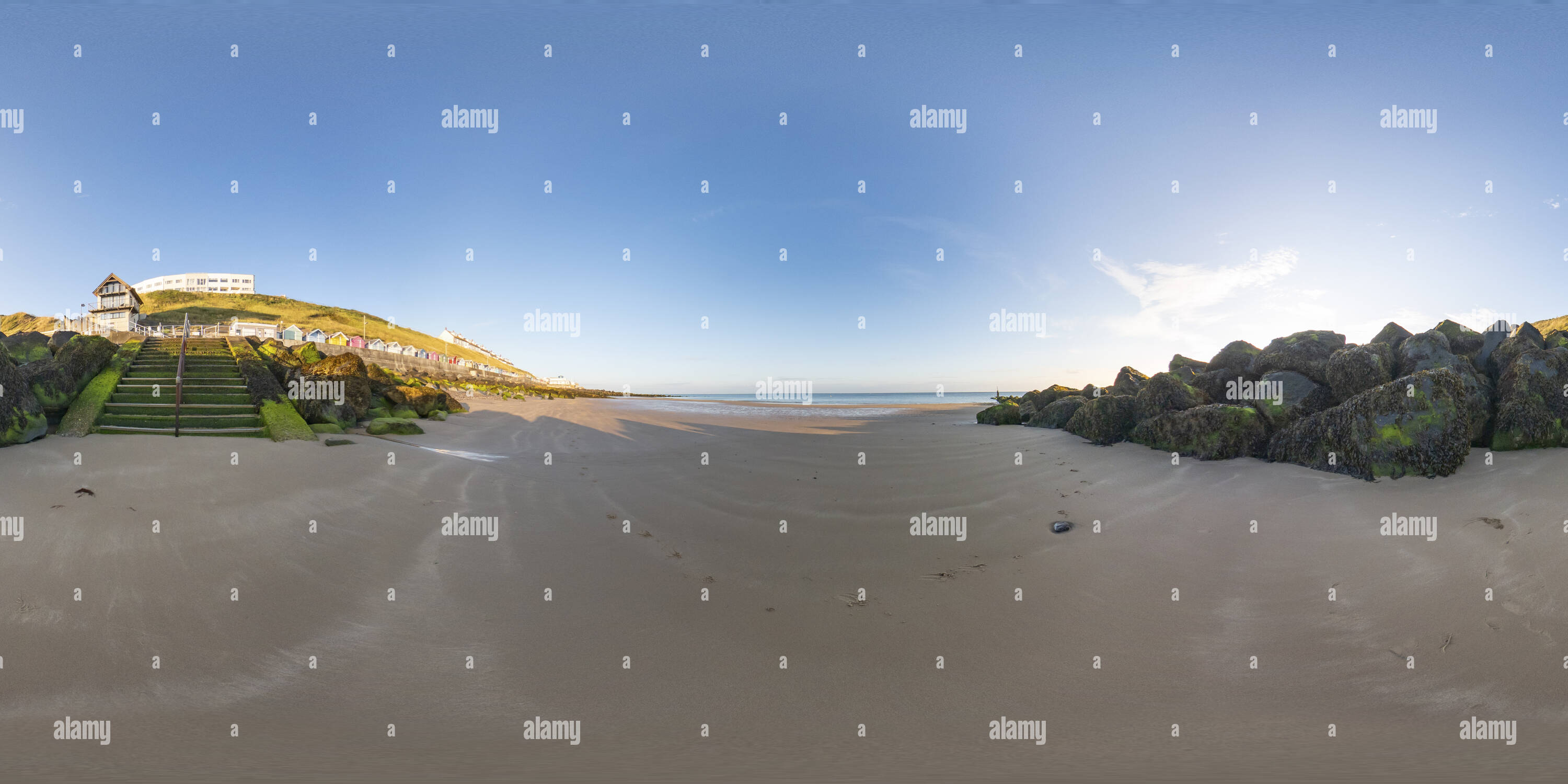 360° view of Low tide on Sheringham Beach on the North Norfolk Coast