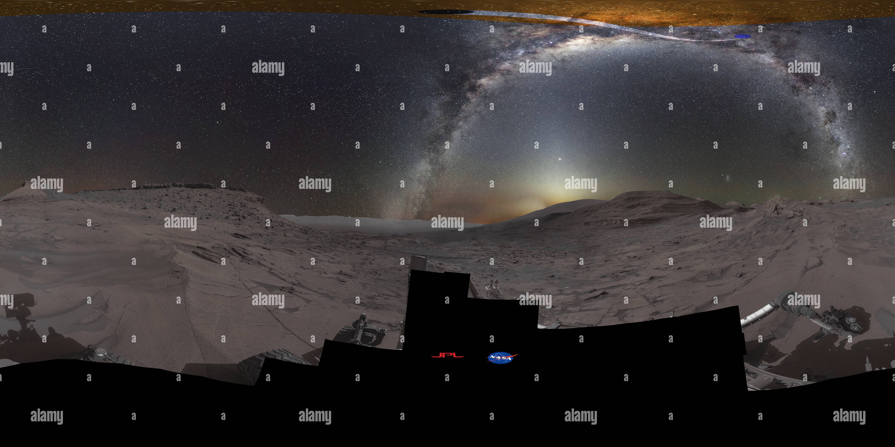 360 degree panoramic view of Night on Mars - Artistic rappresentation