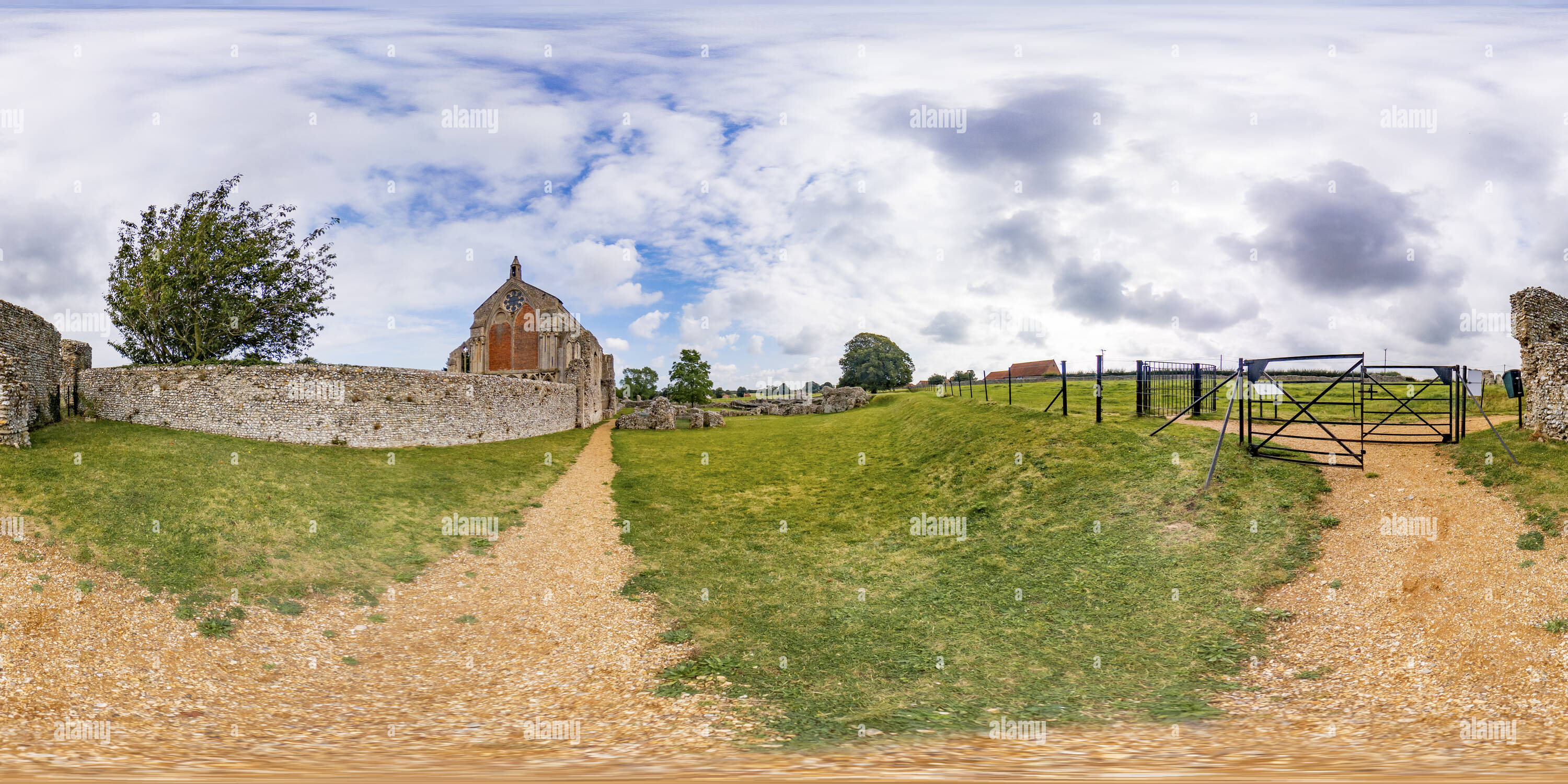 360 degree panoramic view of Binham Priory ruins, Norfolk