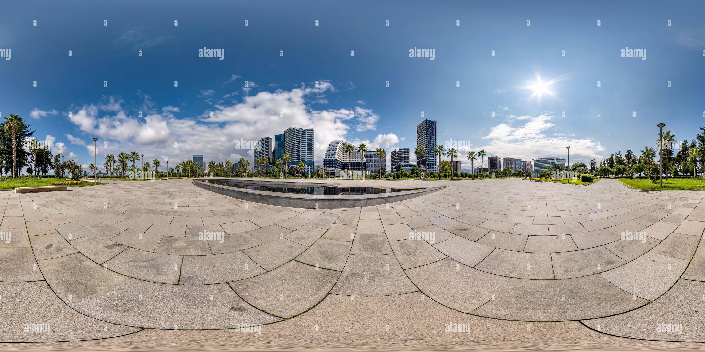 360° view of 360 seamless hdri panorama view on square near seashore or ...