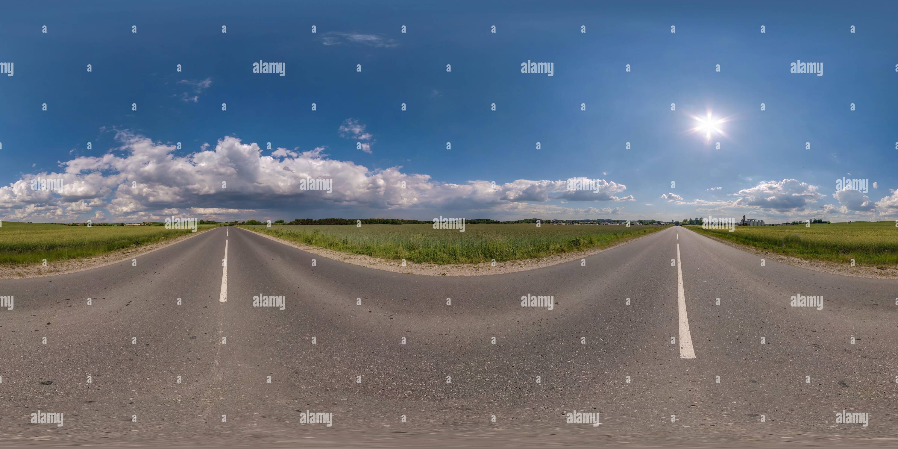 360° view of 360 seamless hdri panorama view on asphalt road among ...