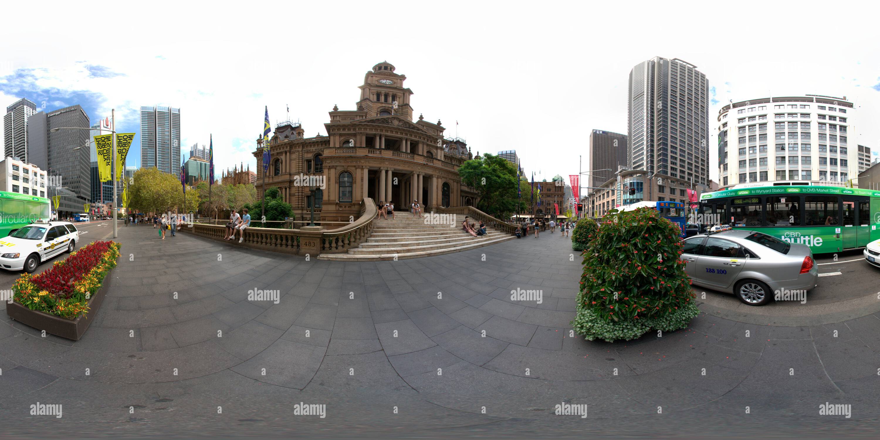 360 degree panoramic view of 360 panoramic view of the historical Sydney Town Hall on George Street Sydney Australia