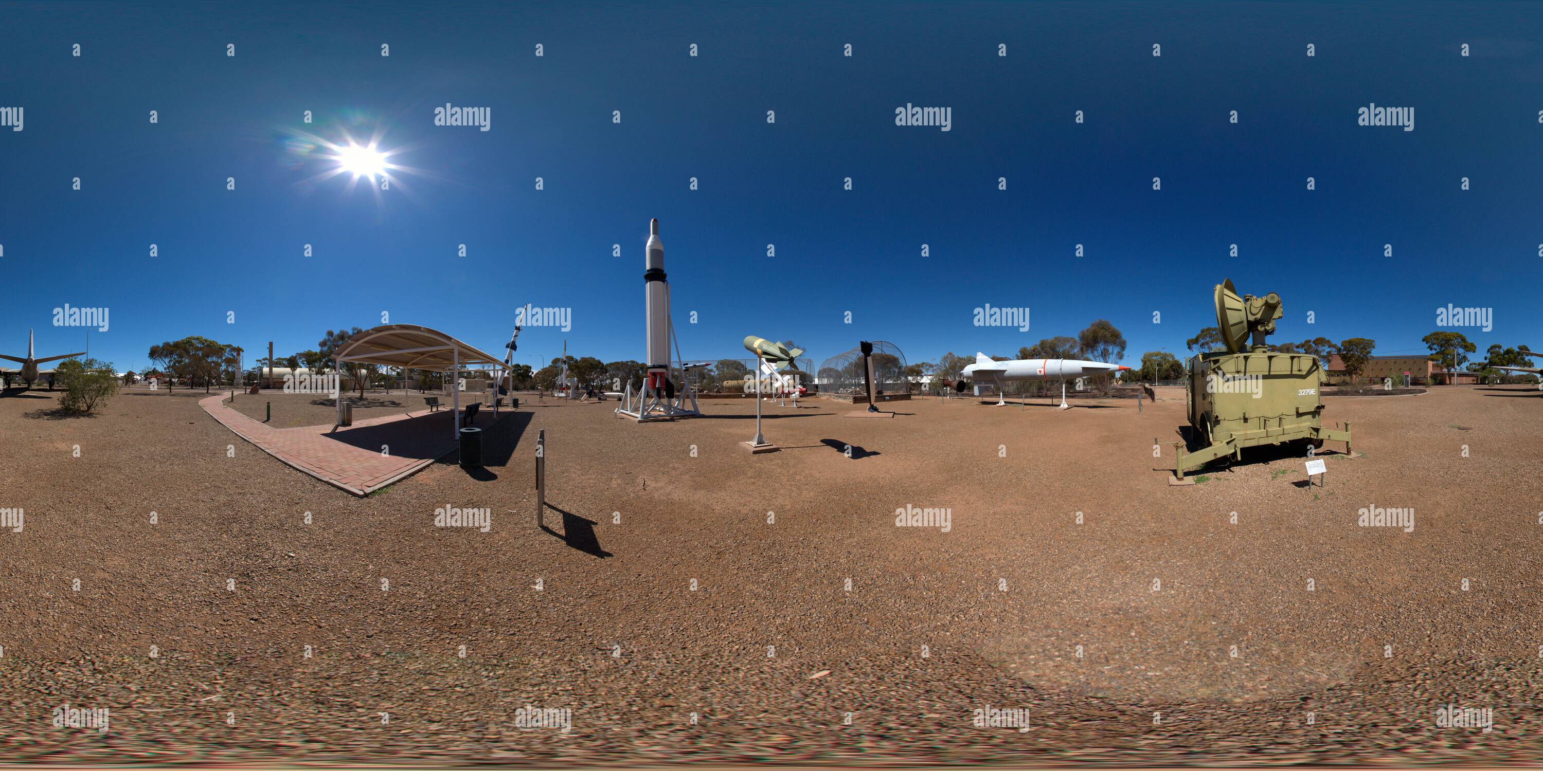 360 degree panoramic view of 360 panoramic view of the Woomera National Aerospace and Missile Park, at Woomera South Australia