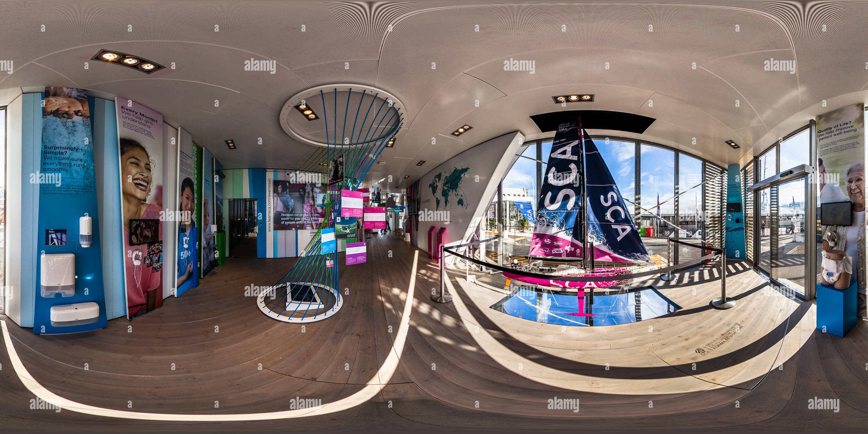 360 degree panoramic view of SCA Pavillion - Race Village - Volvo Ocean Race 2015 Auckland Stopover - New Zealand
