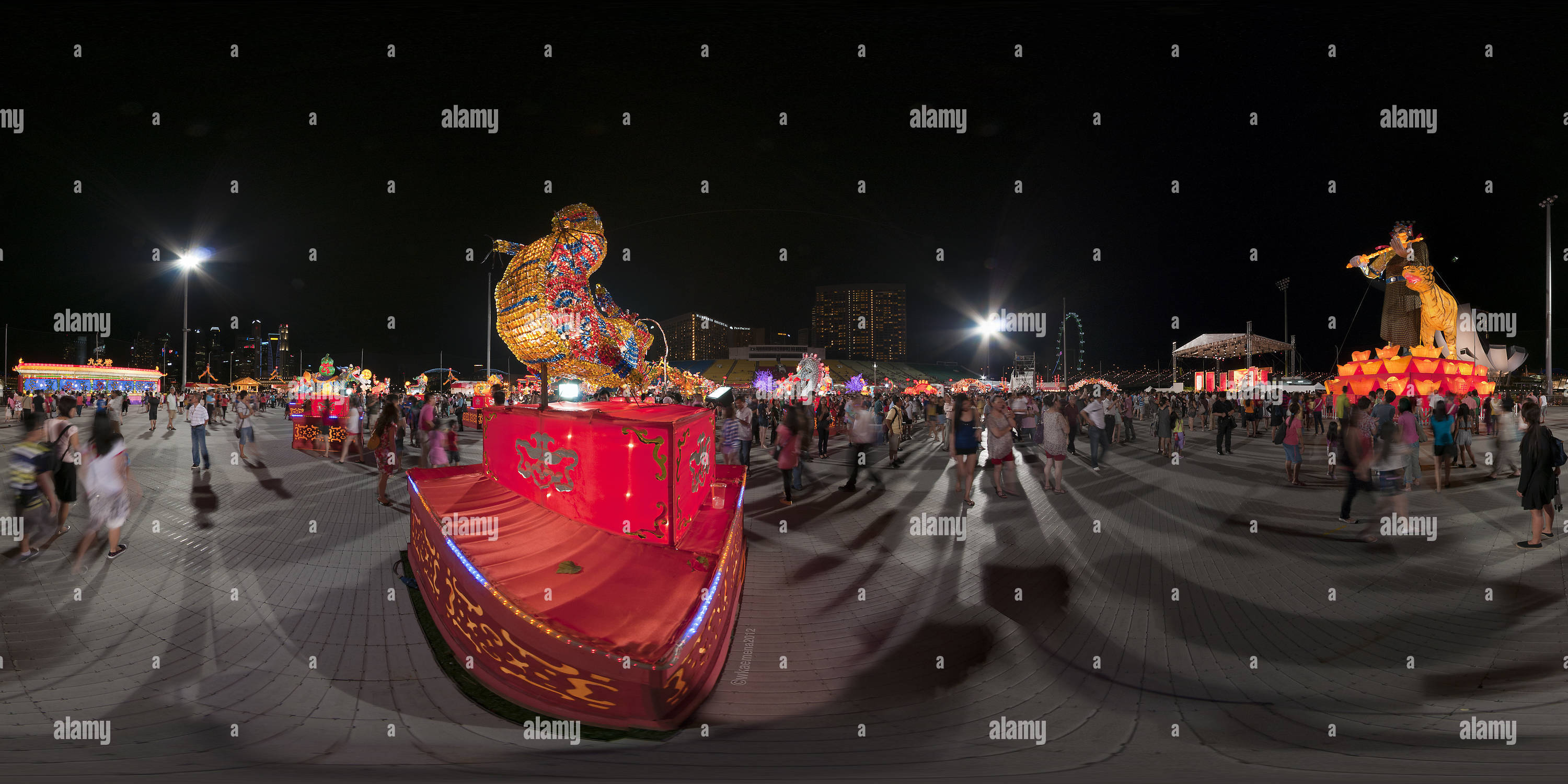 360 degree panoramic view of Chinese New Year on the floating stadium