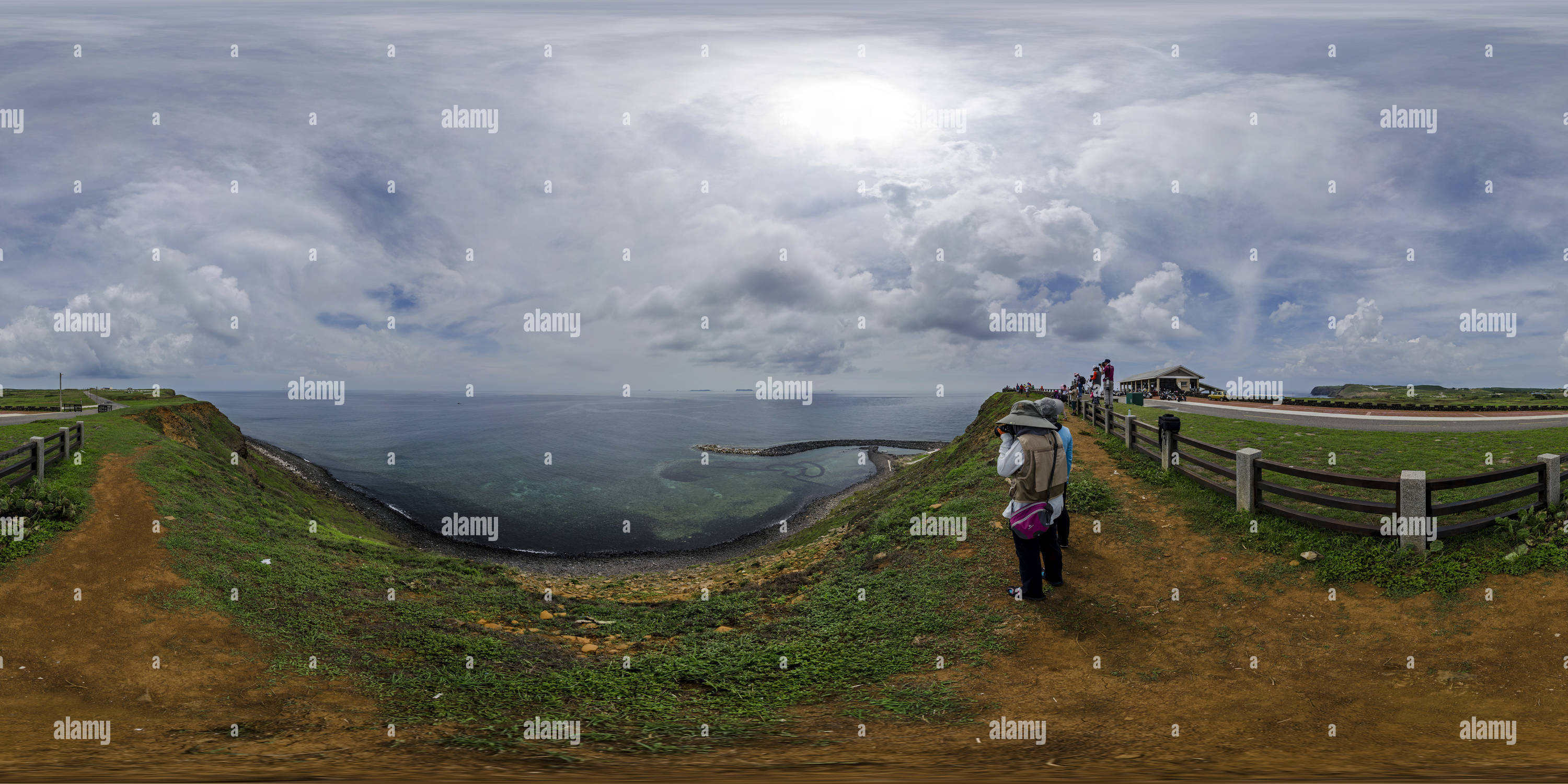 360 degree panoramic view of Twin Hearts Stone Weir(澎湖七尾鄉雙心石滬2), Qimei, Penghu, TW.