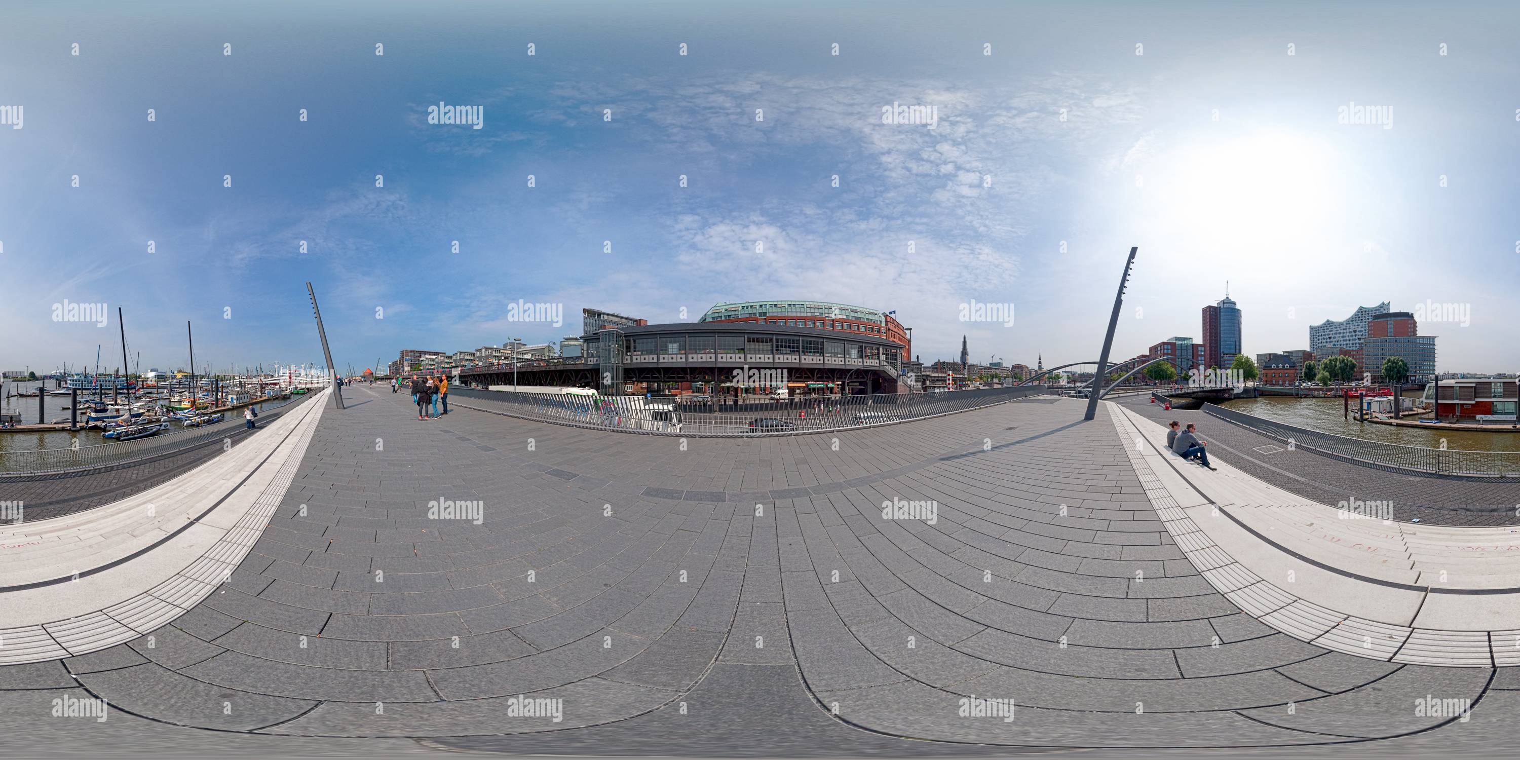 360 degree panoramic view of Hamburg Metrostation Baumwall