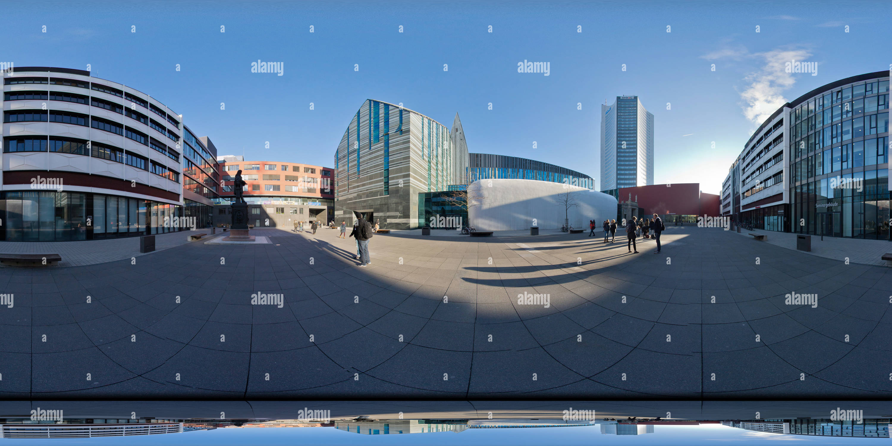 360 degree panoramic view of Leibniz Forum and Memorial, Leipzig University, 2016-12, freehand